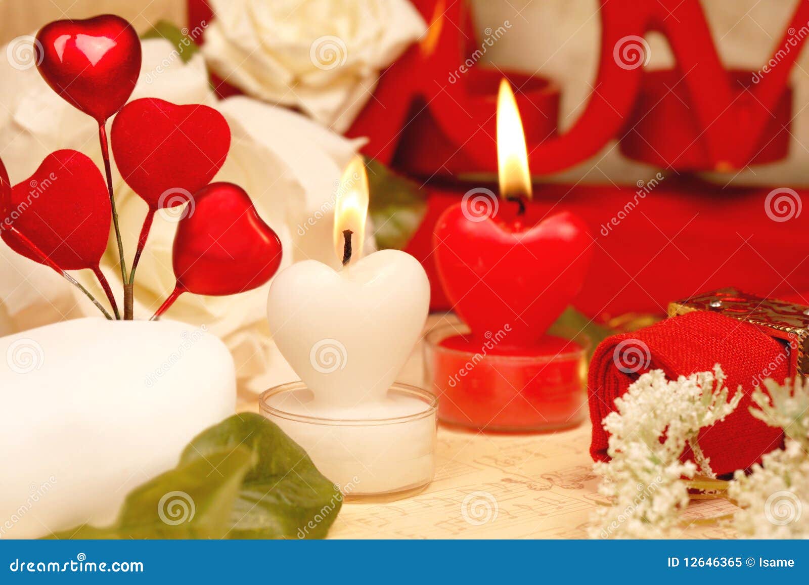 Romantic Heart Shaped Candles Set Stock Image Image of beauty, pearls