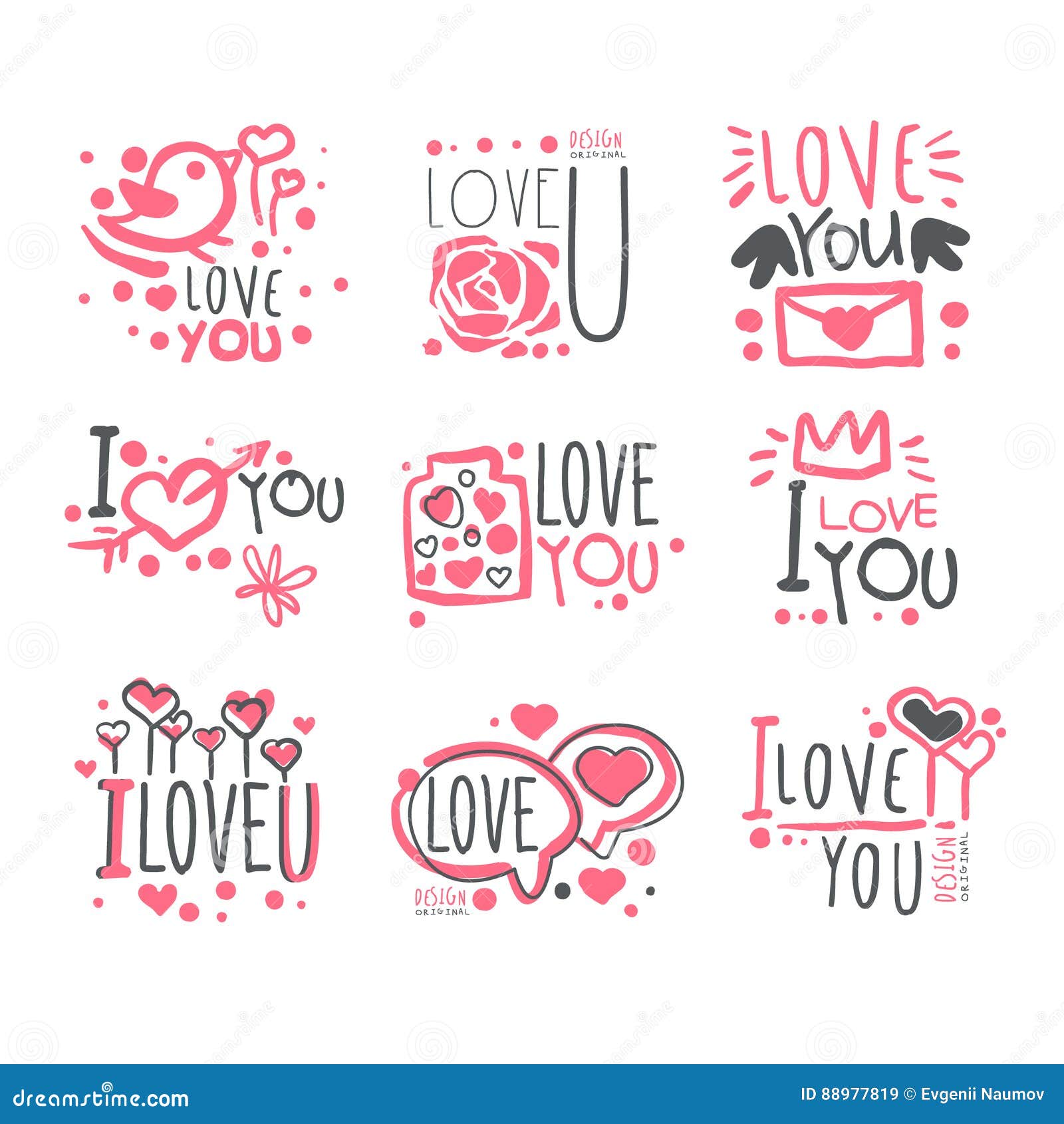 Romantic I Love You Message For St Valentines Day Postcard Colorful Graphic Design Template Logo Series Hand Drawn Stock Vector Illustration Of Promotion Funky