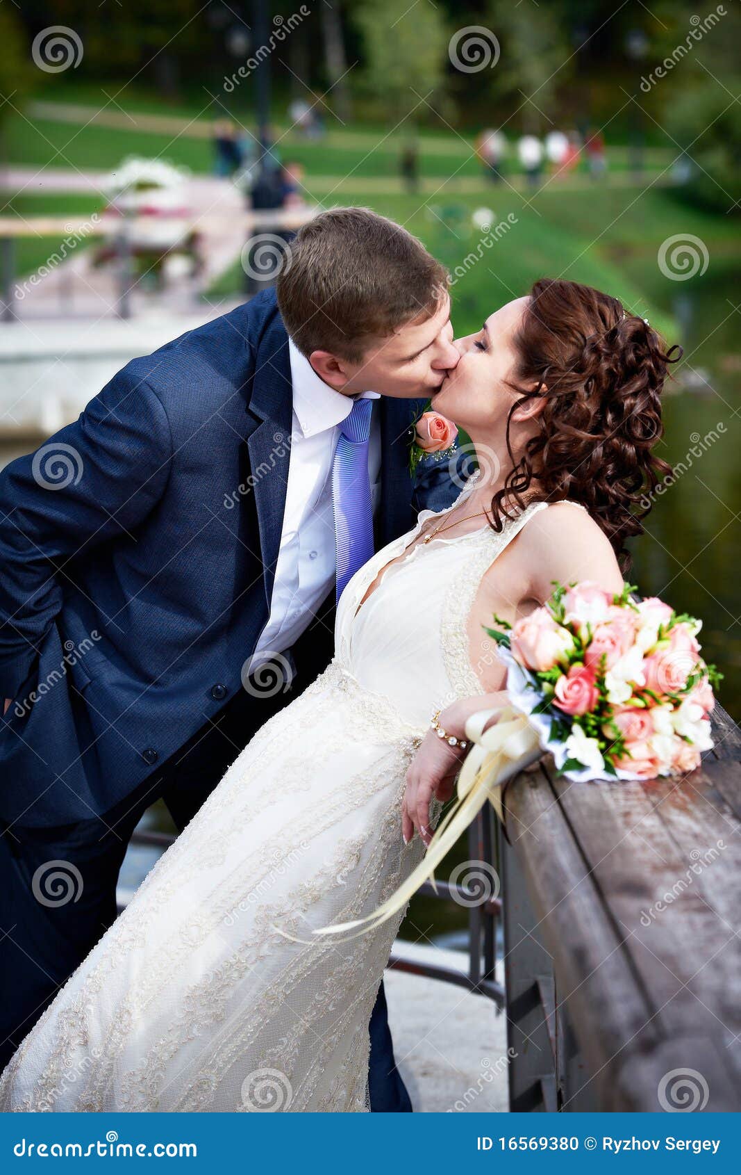 Romantic Kiss Bride And Groom Stock Photo Image Of Walk