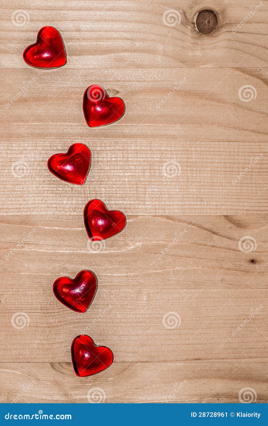 Romantic Light Wood Background with Glass Hearts Stock Image Image of