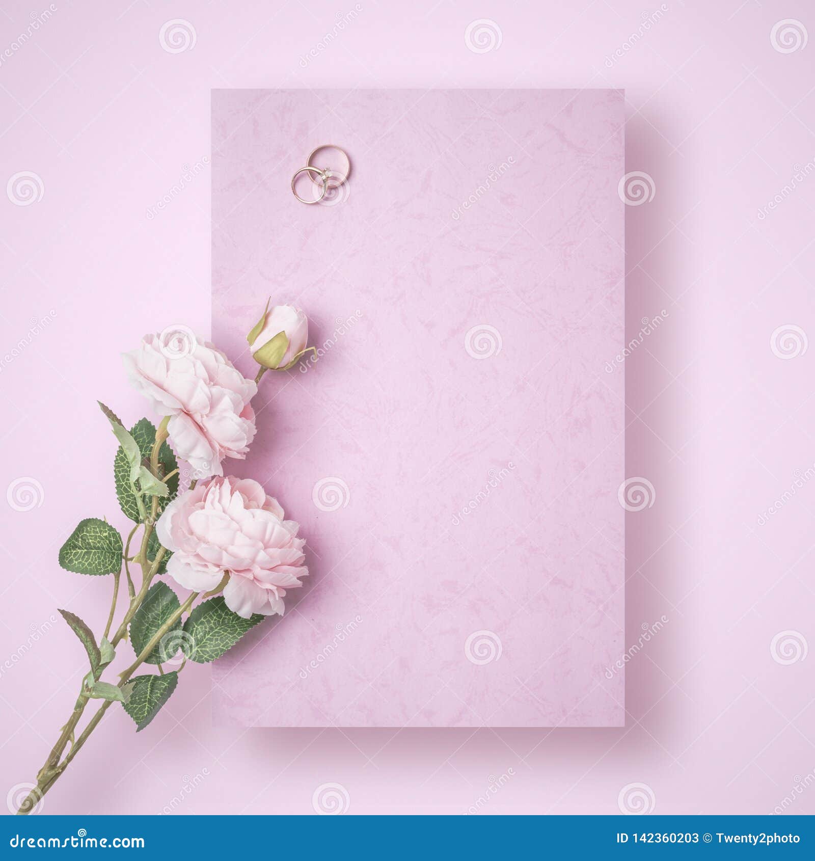 A Romantic Love Letter that is yet To Be Written with Wedding Rings and  Rose on Pink Background. Stock Image - Image of concept, poem: 142360203