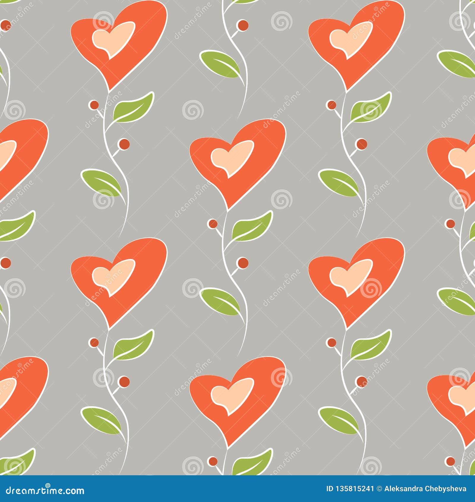 Romantic Love Seamless Pattern. Colorful Flowers in the Shape of a Heart Stock Illustration