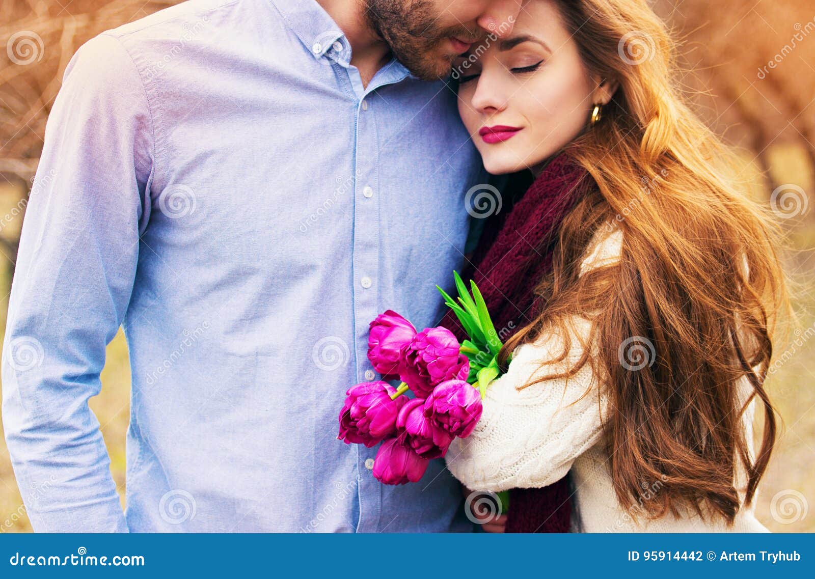 Romantic Love Story of Beautiful Young Couple. Stock Photo - Image ...