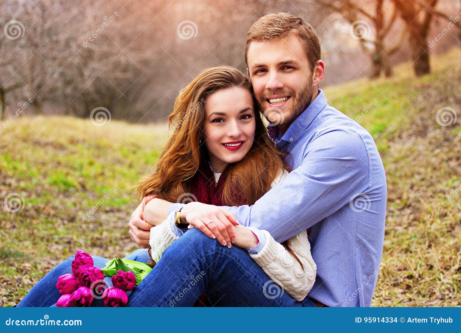 Romantic Love Story of Beautiful Young Couple. Stock Photo - Image ...