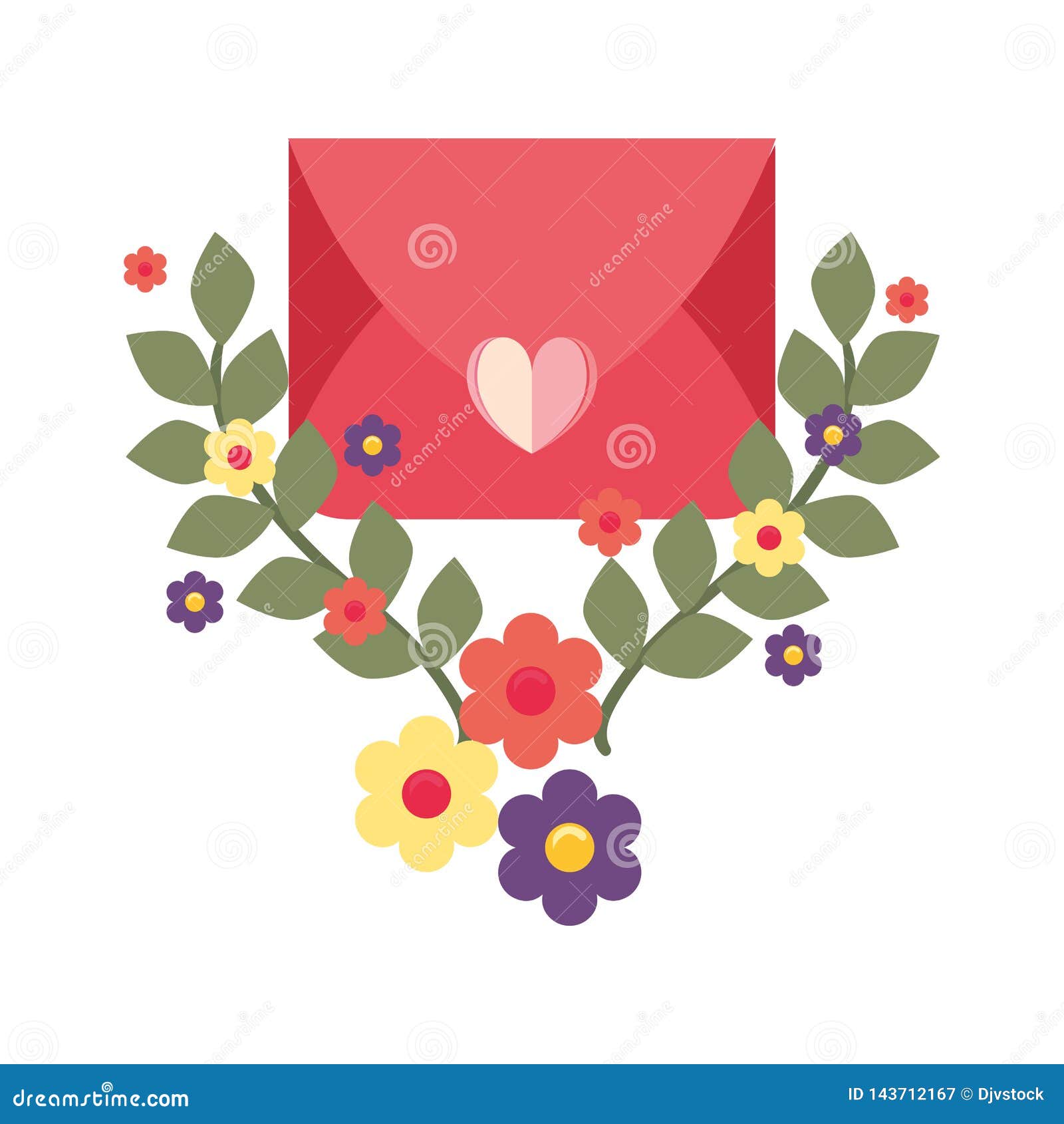 Romantic mail flowers stock illustration. Illustration of paper 143712167