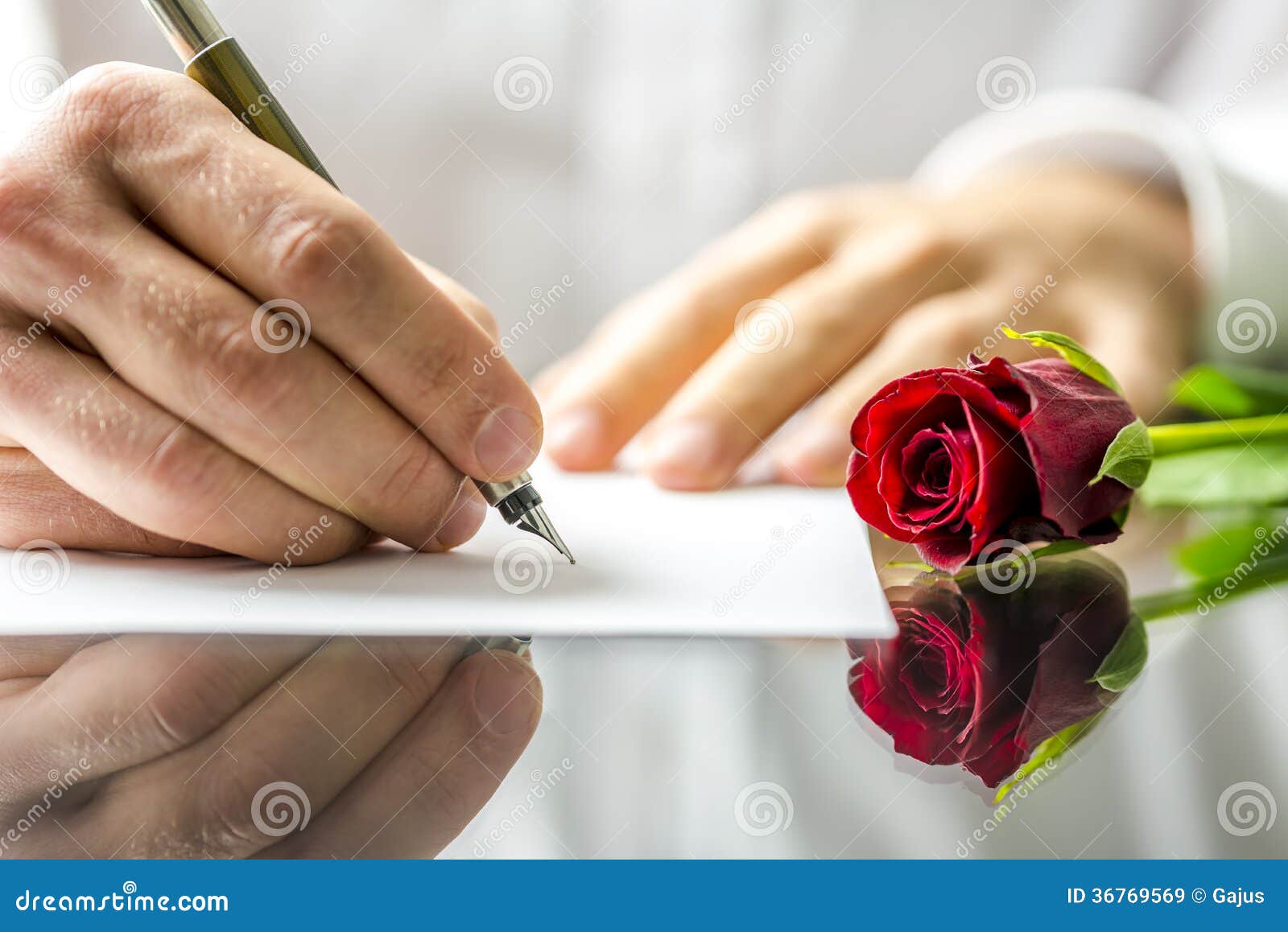 romantic man writing a love letter