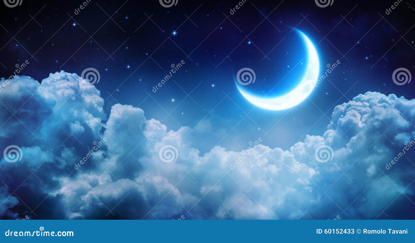 romantic moon in starry night
