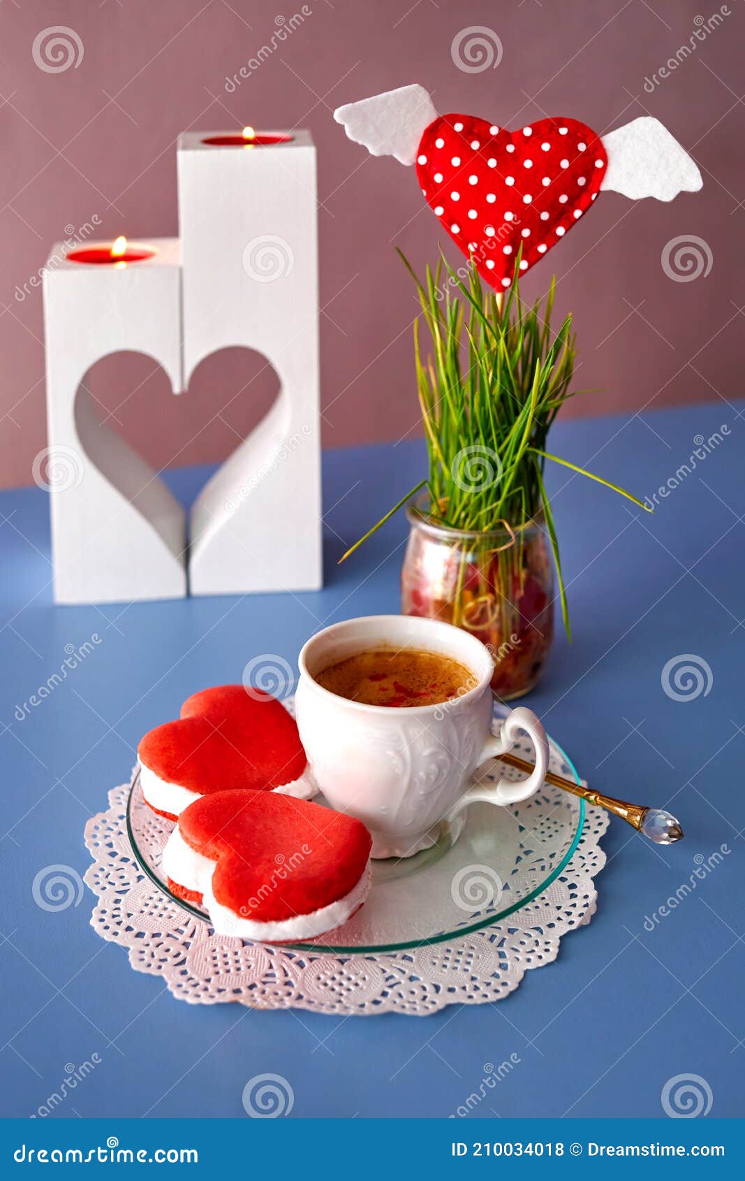Romantic Morning Coffee, Candles and Sweets for Valentine S Day on ...