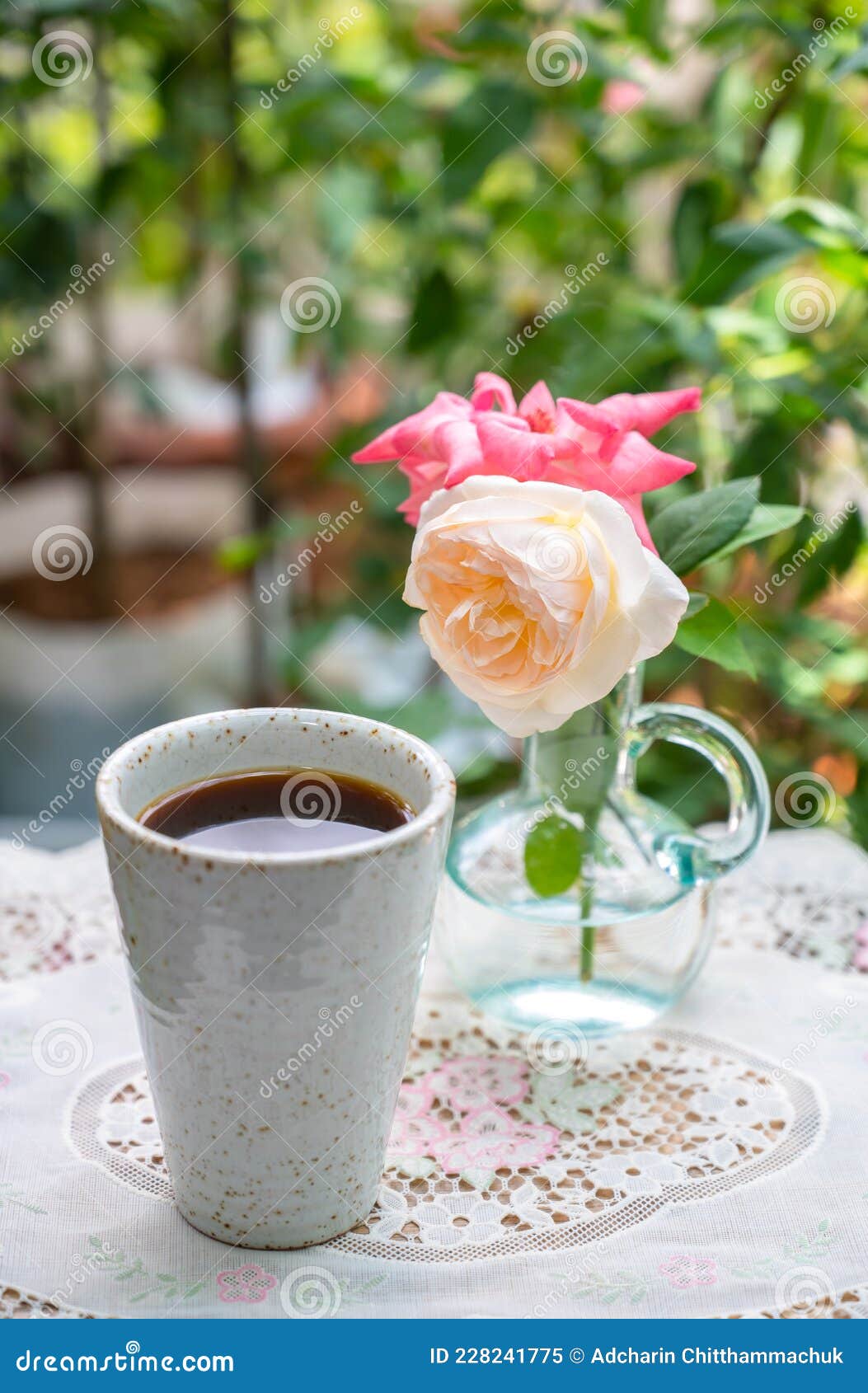 Romantic Morning. Relaxing Moment with a Cup of Coffee on a Table ...