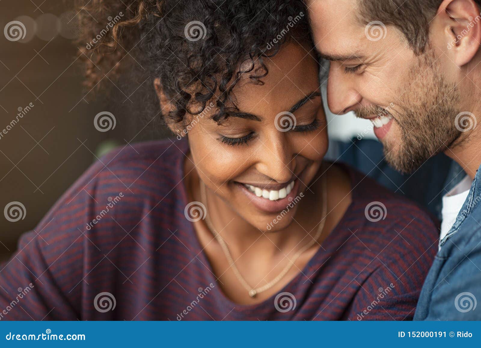 romantic multiethnic couple in love