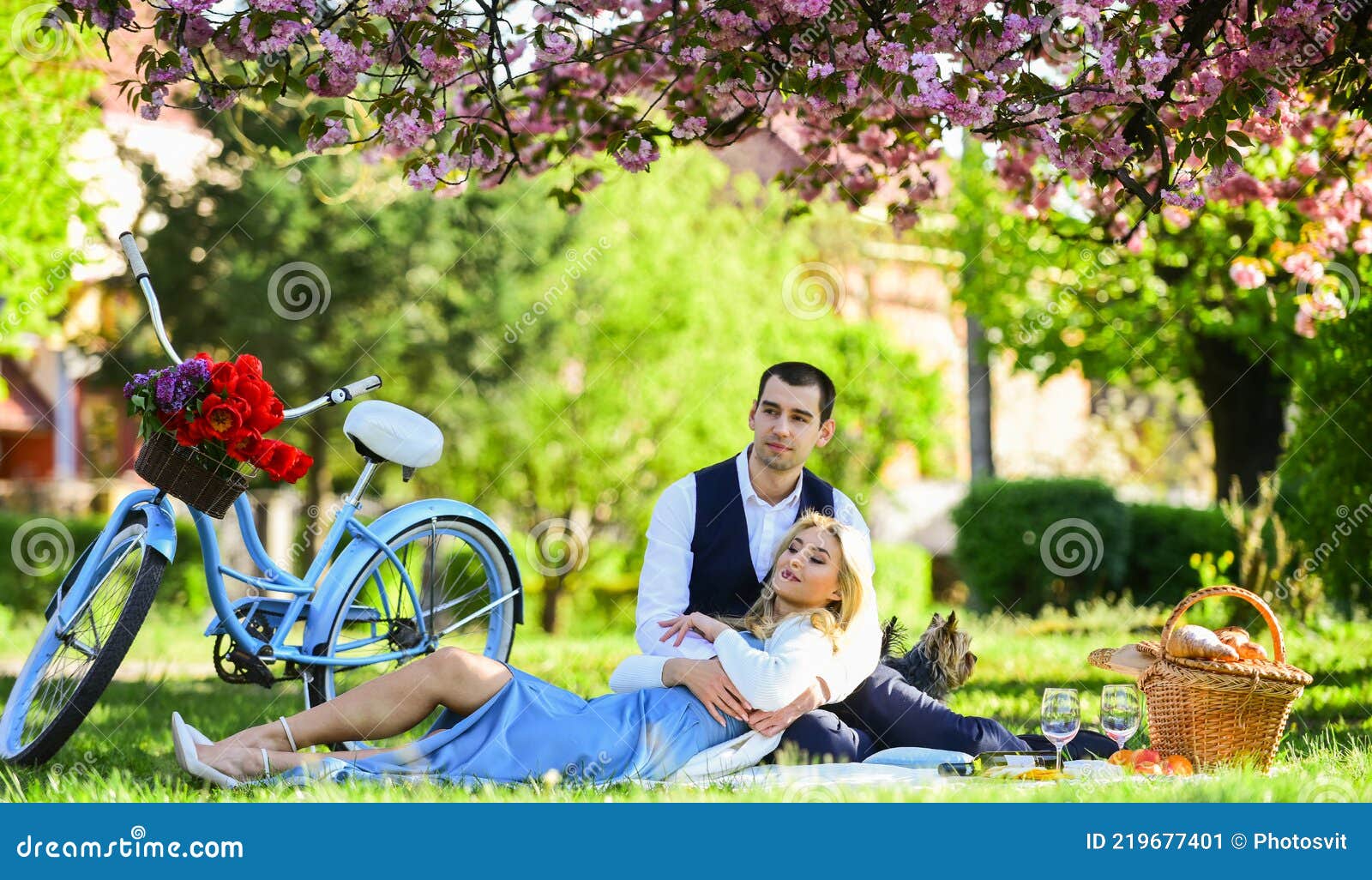 Romantic Picnic Anniversary Concept Idyllic Moment Man And Woman In Love Picnic Time Spring