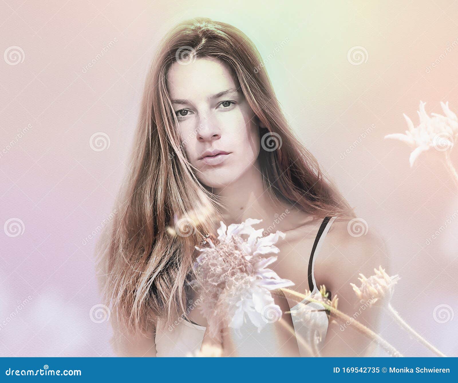 Romantic Portrait of a Young Woman in Pastel Shades Stock Image - Image of  hair, delicate: 169542735