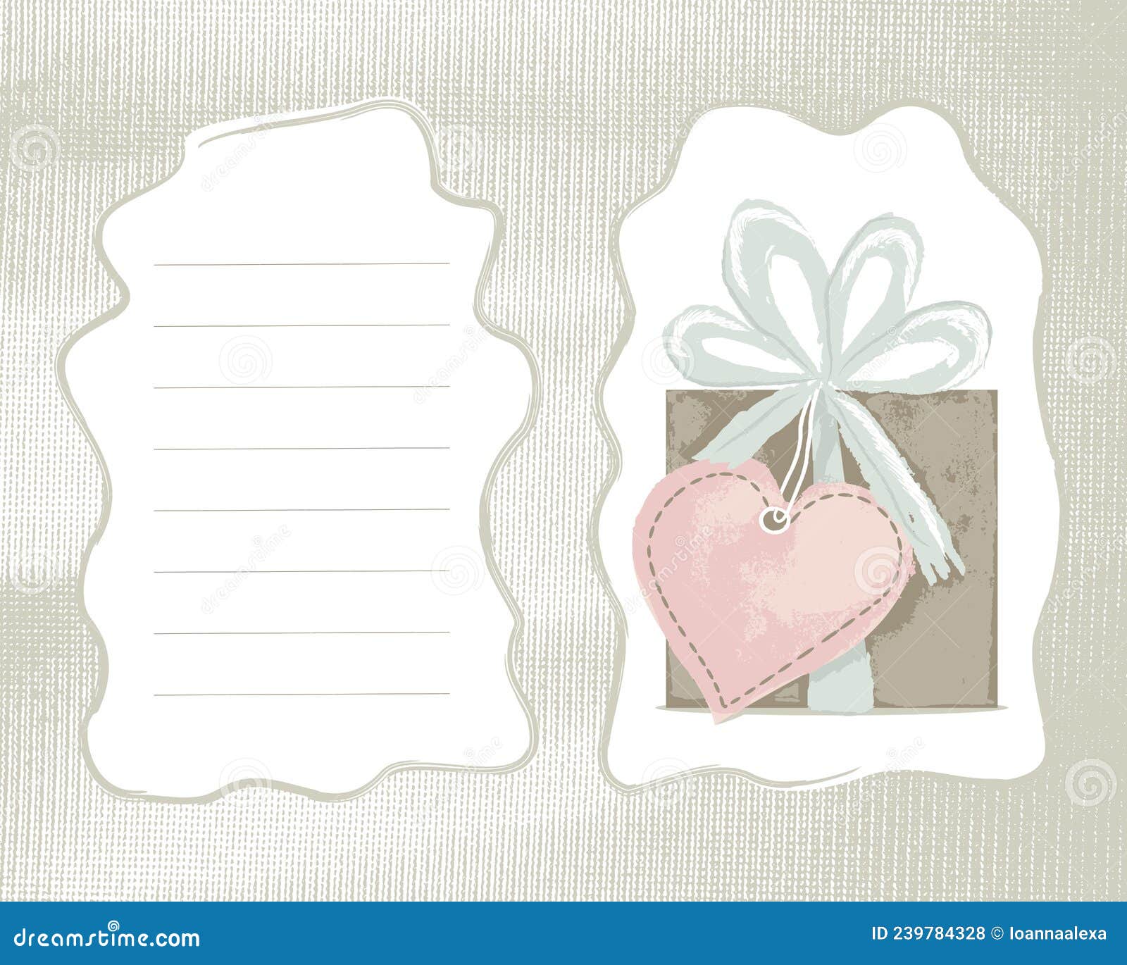 romantic printable template with text box and gift box with heart shaped tag stock vector illustration of pink postcard 239784328