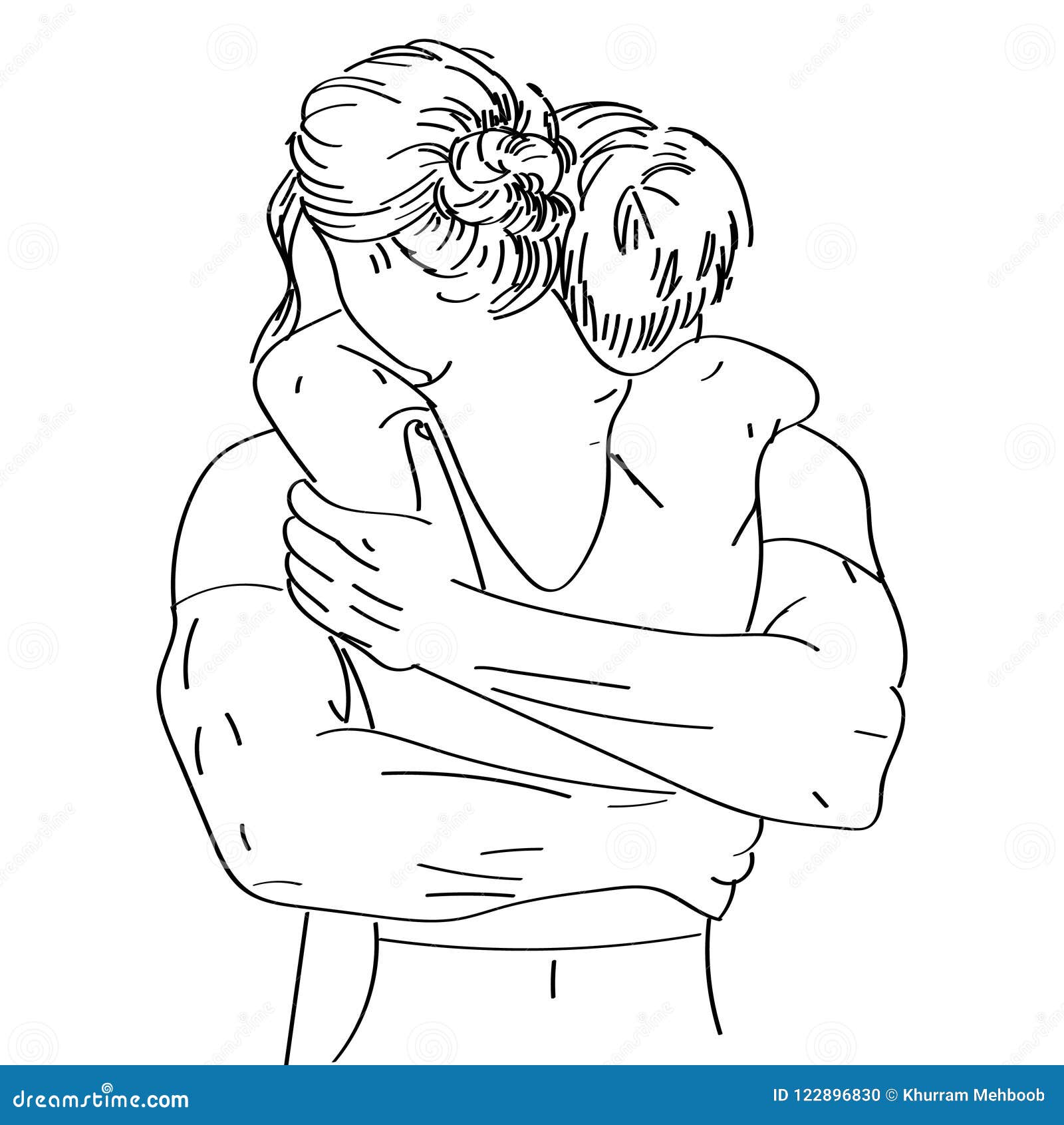 Continuous Line Drawing of Happy Couple Hug Stock Vector - Illustration of  sketch, love: 208229093