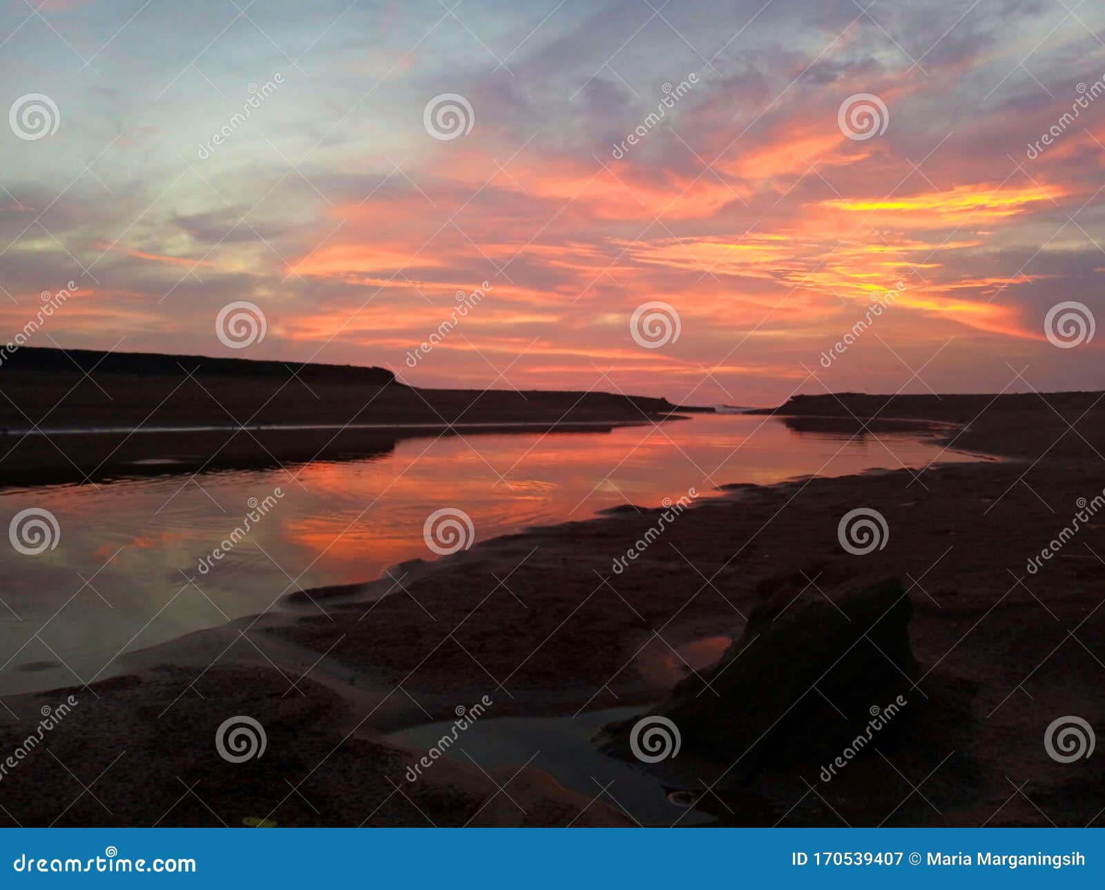 Romantic Sky Dramatic Colorful Sunset Over The Sea Background Burning