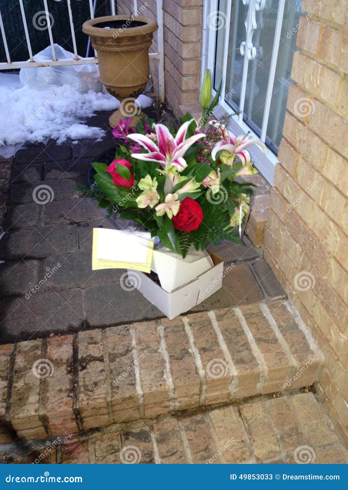 Romantic surprise delivery stock image. Image of surprise 49853033