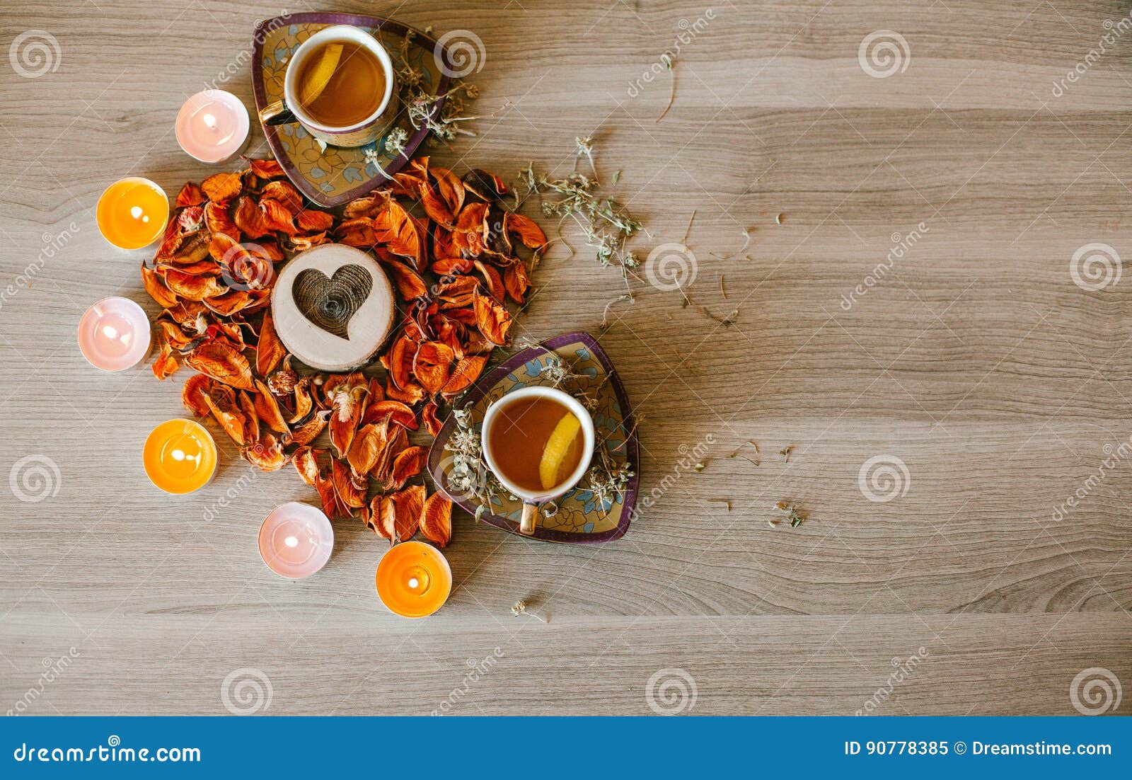 Romantic tea for two on Valentine`s day. Valentine`s day. Romantic day Sweet