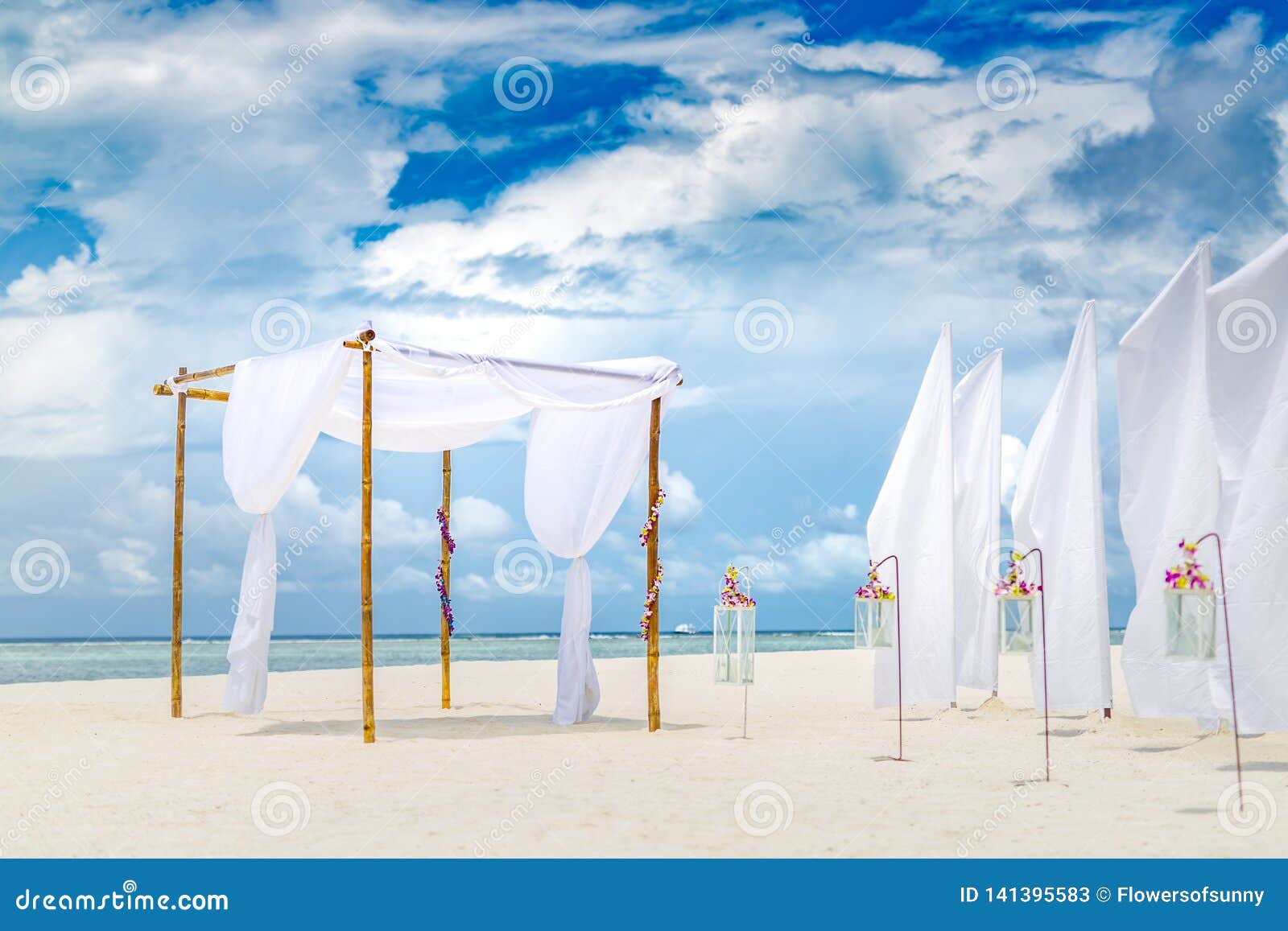 Romantic Wedding Ceremony On The Beach White Decorations