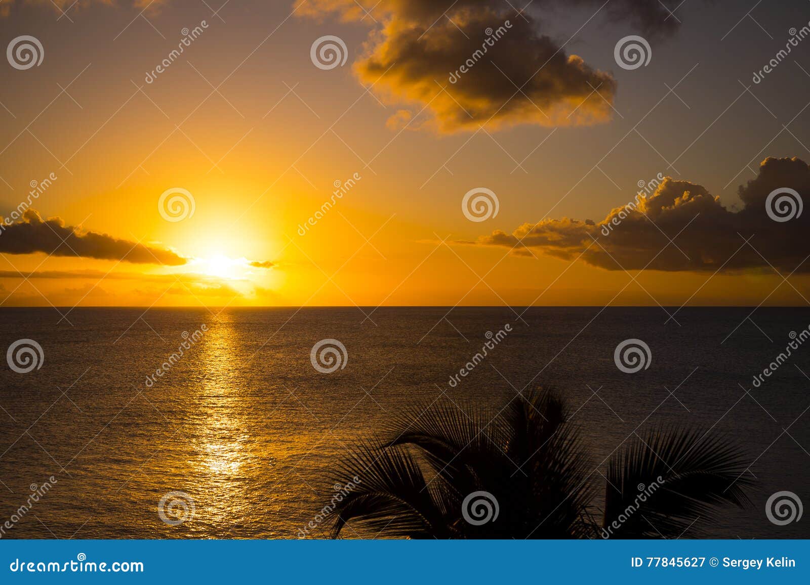 Romantic Yellow Sunset on a Beach of Martinique Stock Image Image of