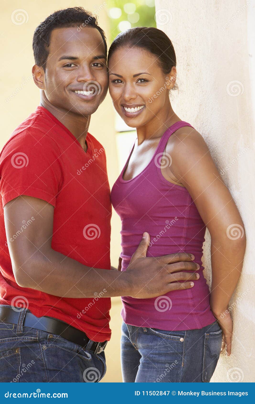 Romantic Young Couple Outside Building Stock Image - Image of male