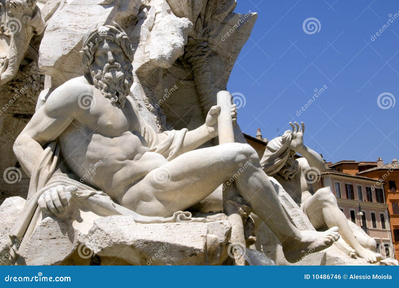 rome: detail of the fountain in piazza navona