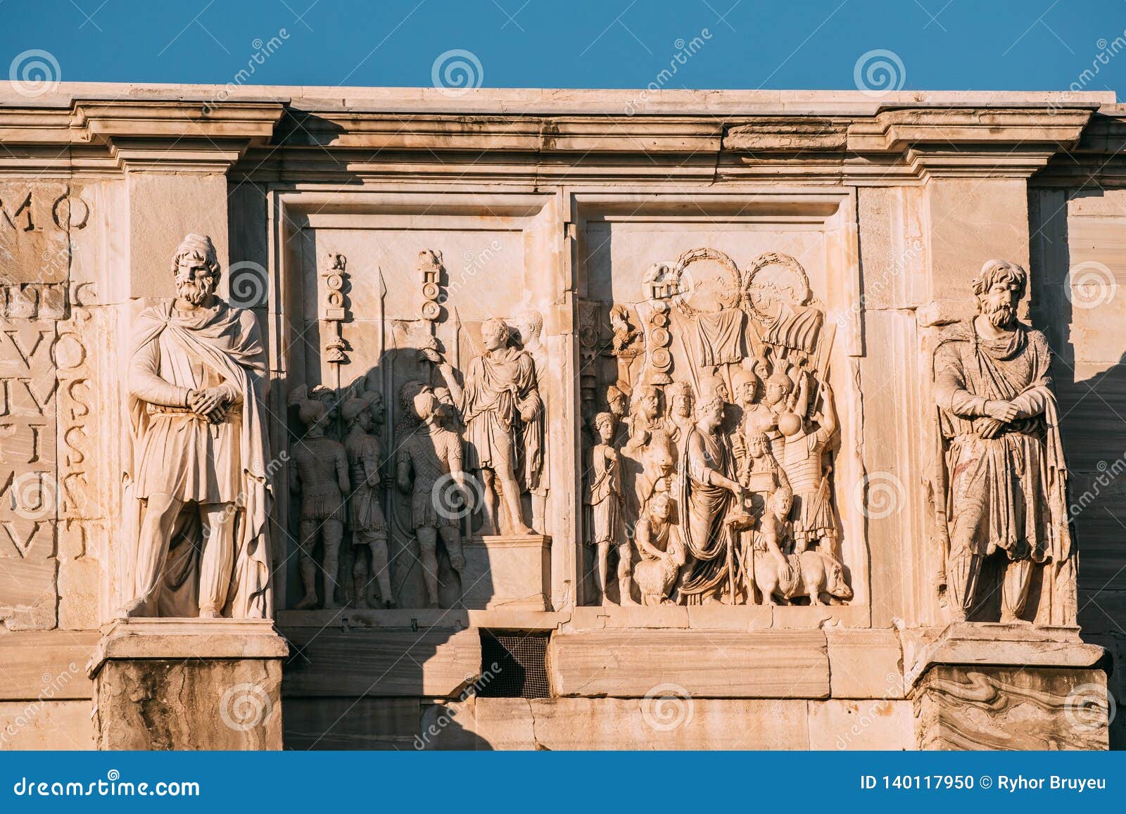 Rome, Italy. Details of Arch of Constantine Stock Photo - Image of ...