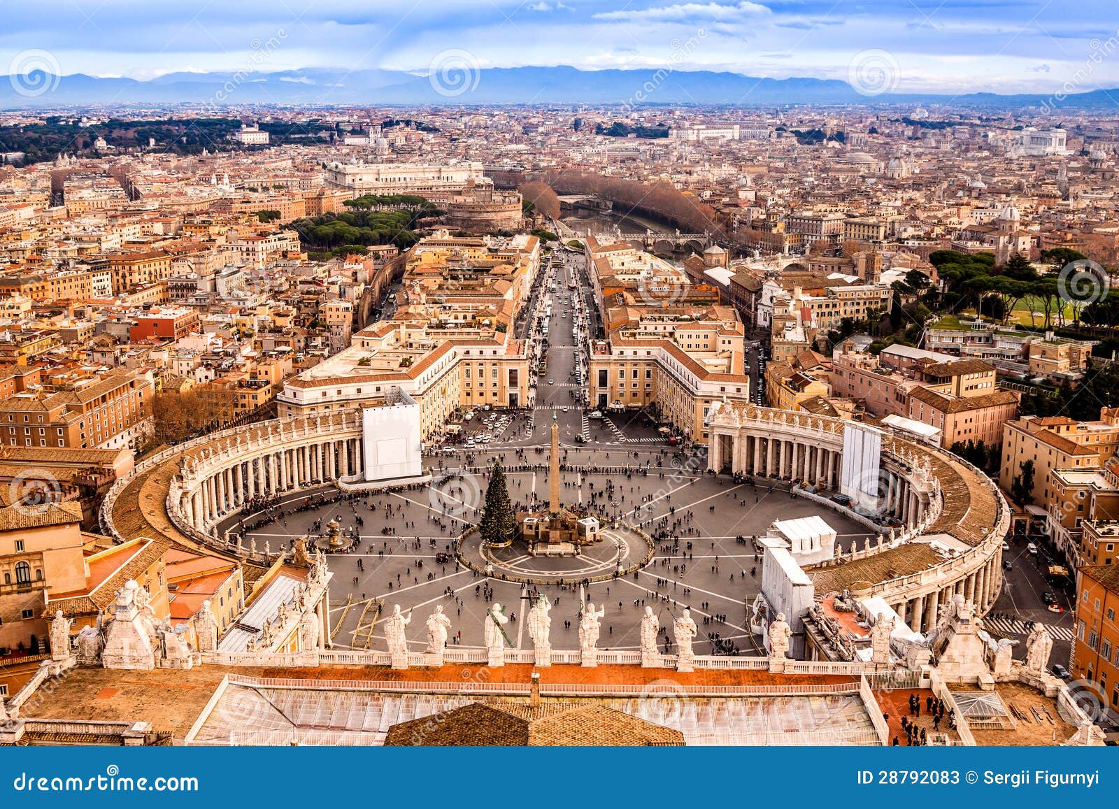 rome, italy. famous saint peter's square in vatican and aerial v