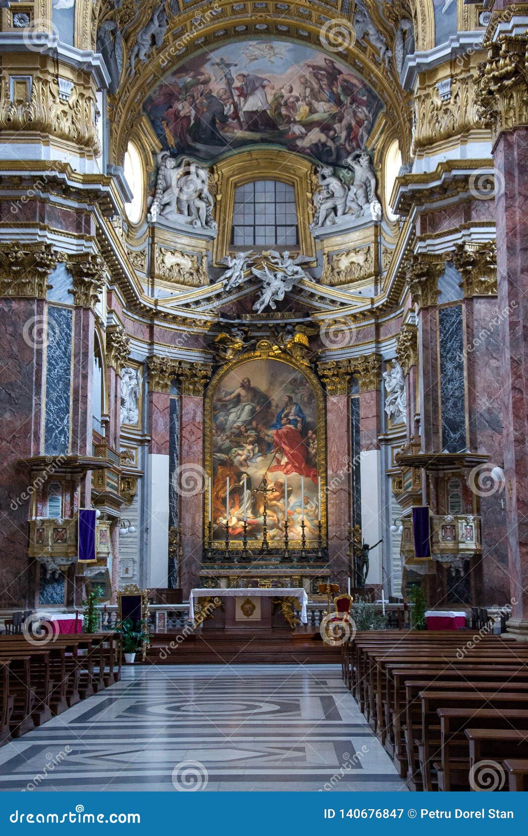 Inside in the Church Chiesa Di San Carlo Al Corso in Rome, Italy ...