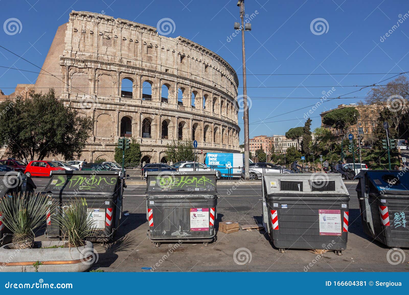 picture Italy Aesthetic Rome Aesthetic https www dreamstime com rome italy march not aesthetic garbage cans street near colosseum architecture monument image166604381