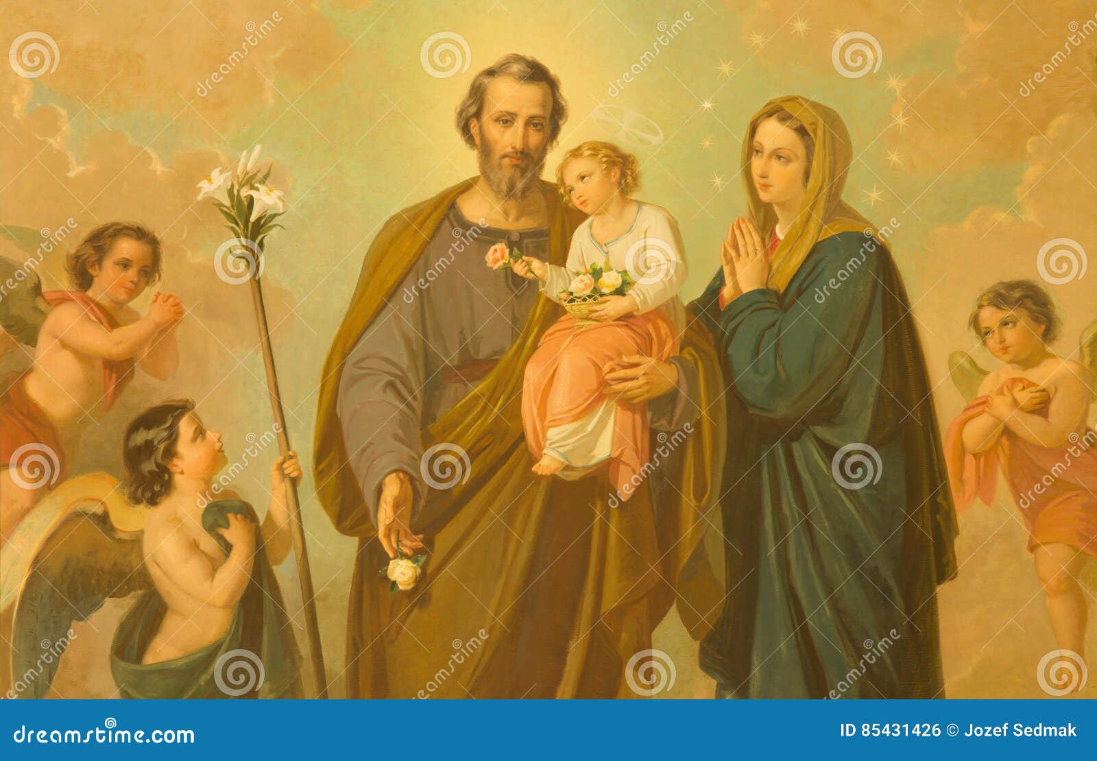 Basilica Di Santa Maria Ausiliatrice ROME, ITALY - MARCH 10, 2016: the Painting of Holy Family in Church