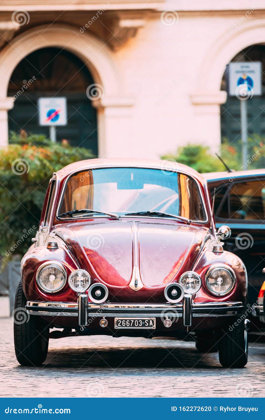 Rome, Italy. Old Retro Vintage Red Color Volkswagen Beetle Car Parked at  Street. Editorial Image - Image of vintage, park: 162272620