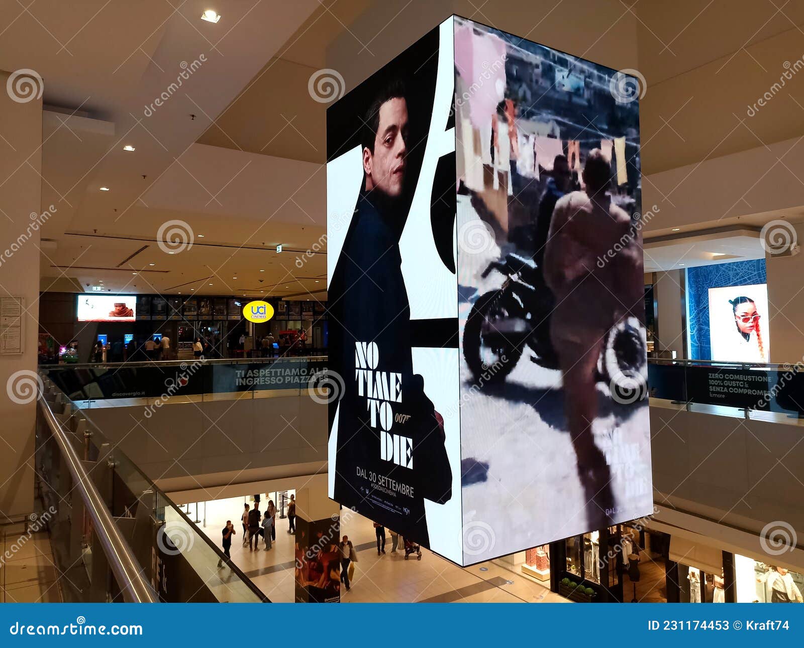 Digital Poster in the Roman Shopping Center PORTA DI ROMA, of the 25th 007  Film with Daniel Craig NO TIME TO DIE Editorial Stock Photo - Image of  handsome, dress: 231174453