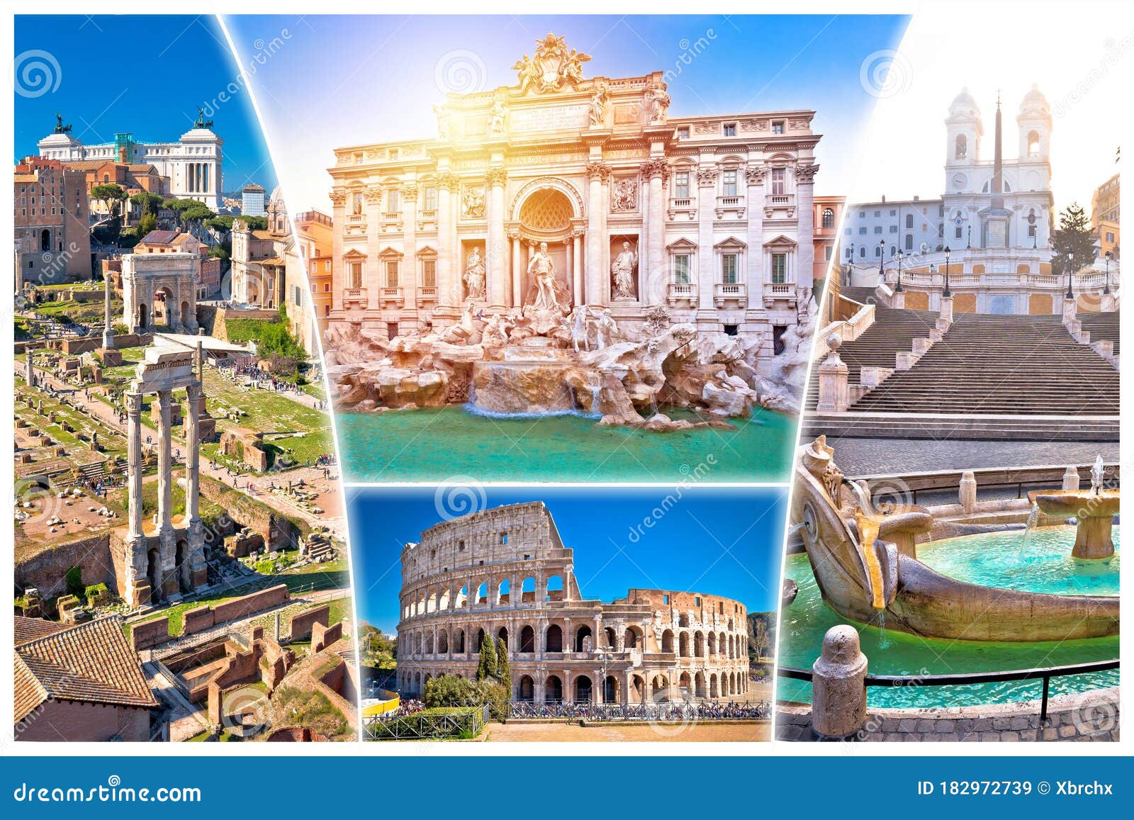 Rome Postcard Eternal City Of Rome Famous Landmarks Tourist Postcard View Stock Image Image Of Eternal Forum 182972739