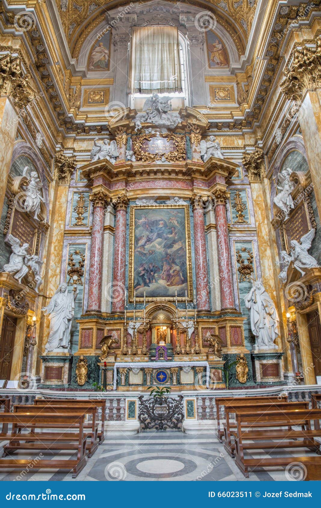 Rome - Side Altar of Baroque Church Basilica Dei Santi Ambrogio E Carlo ...