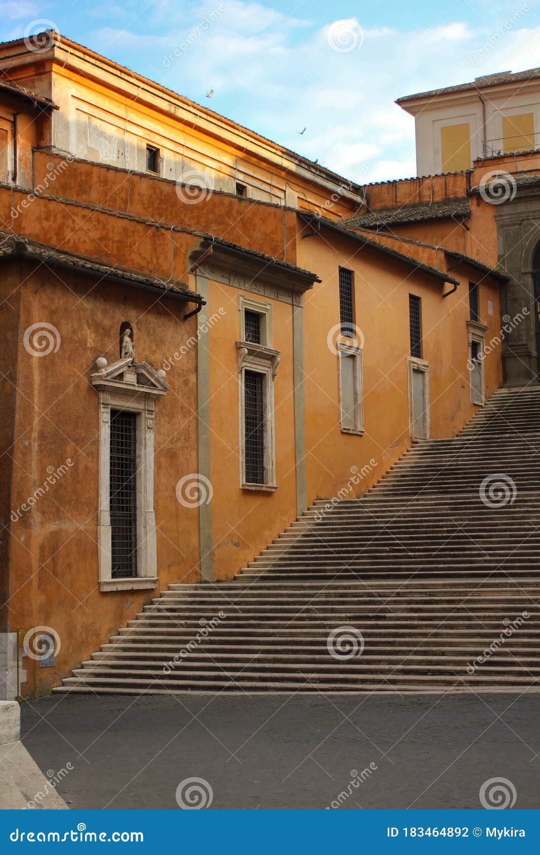 rome. stairs and terracota walls