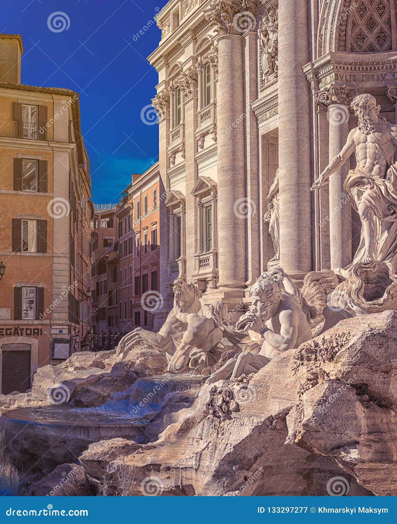 rome trevi fountain in rome, italy. most famous fountain of rome. architecture and landmark of rome