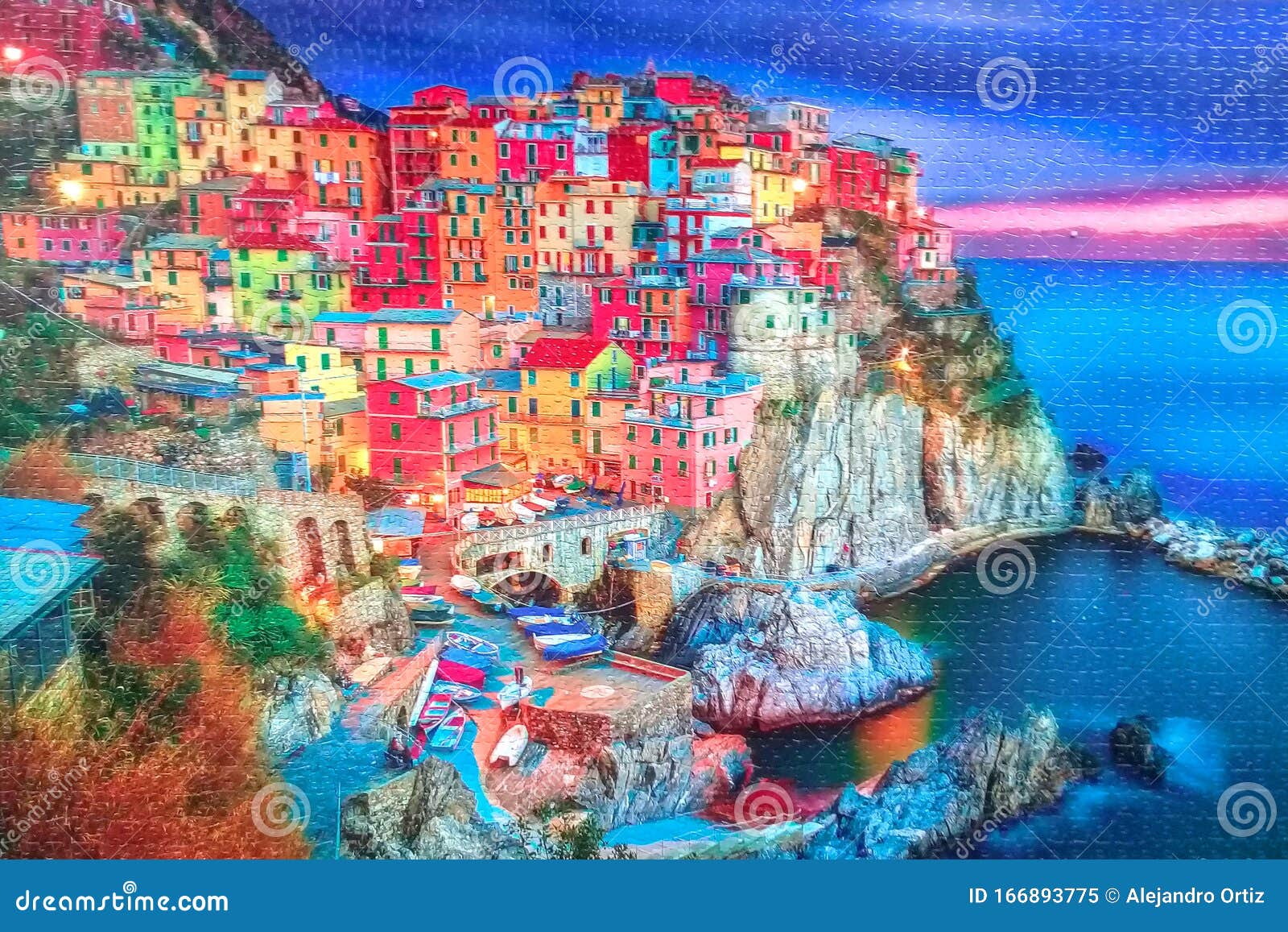 rompecabezas con la imagen del pueblo de manarola al norte de italia