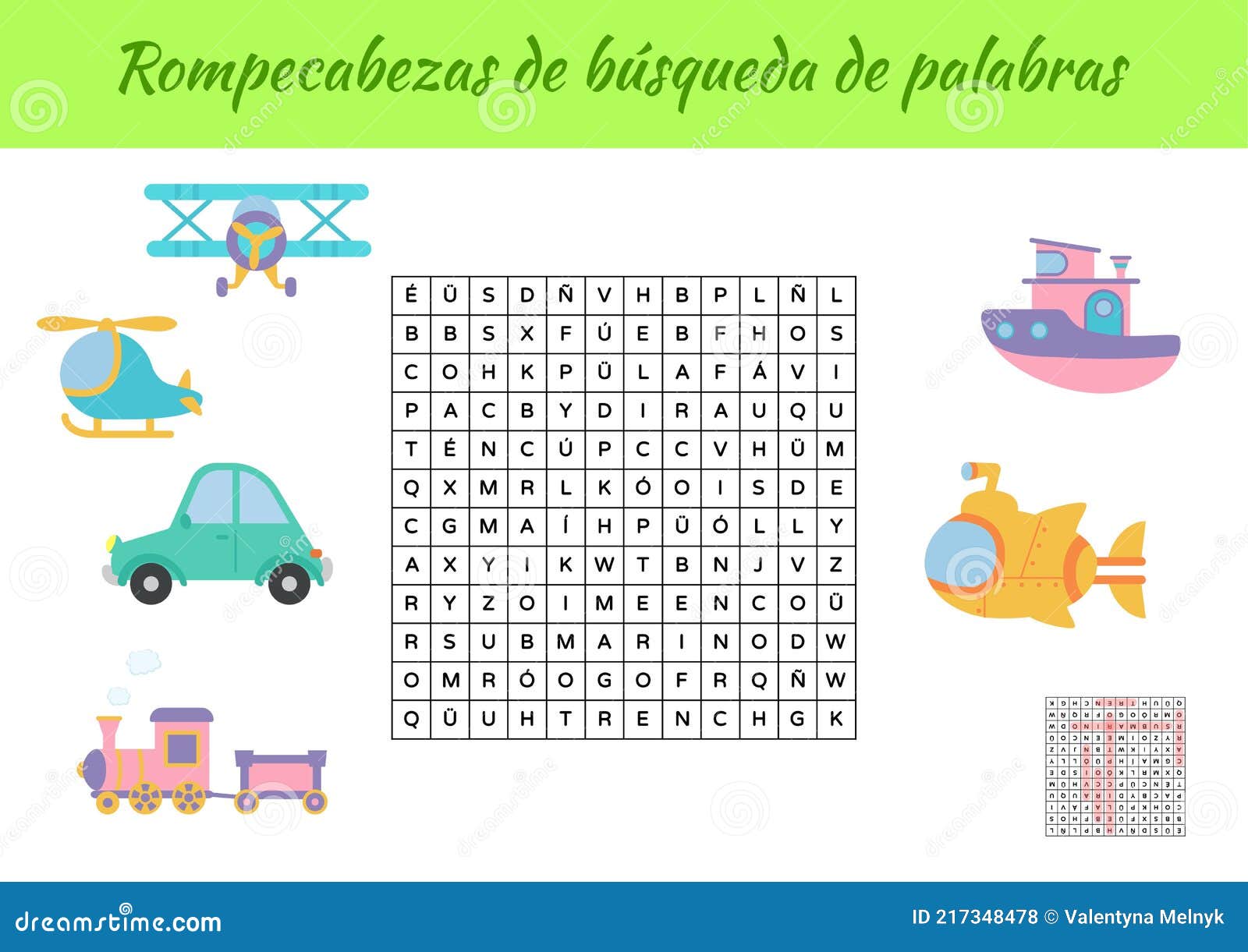 rompecabezas de bÃÂºsqueda de palabras - word search puzzle. educational game for study spanish words. kids activity worksheet