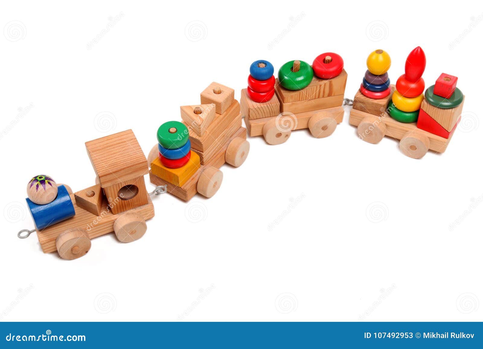 Rompecabezas De Madera Del Tren Con Los Coches Imagen de archivo