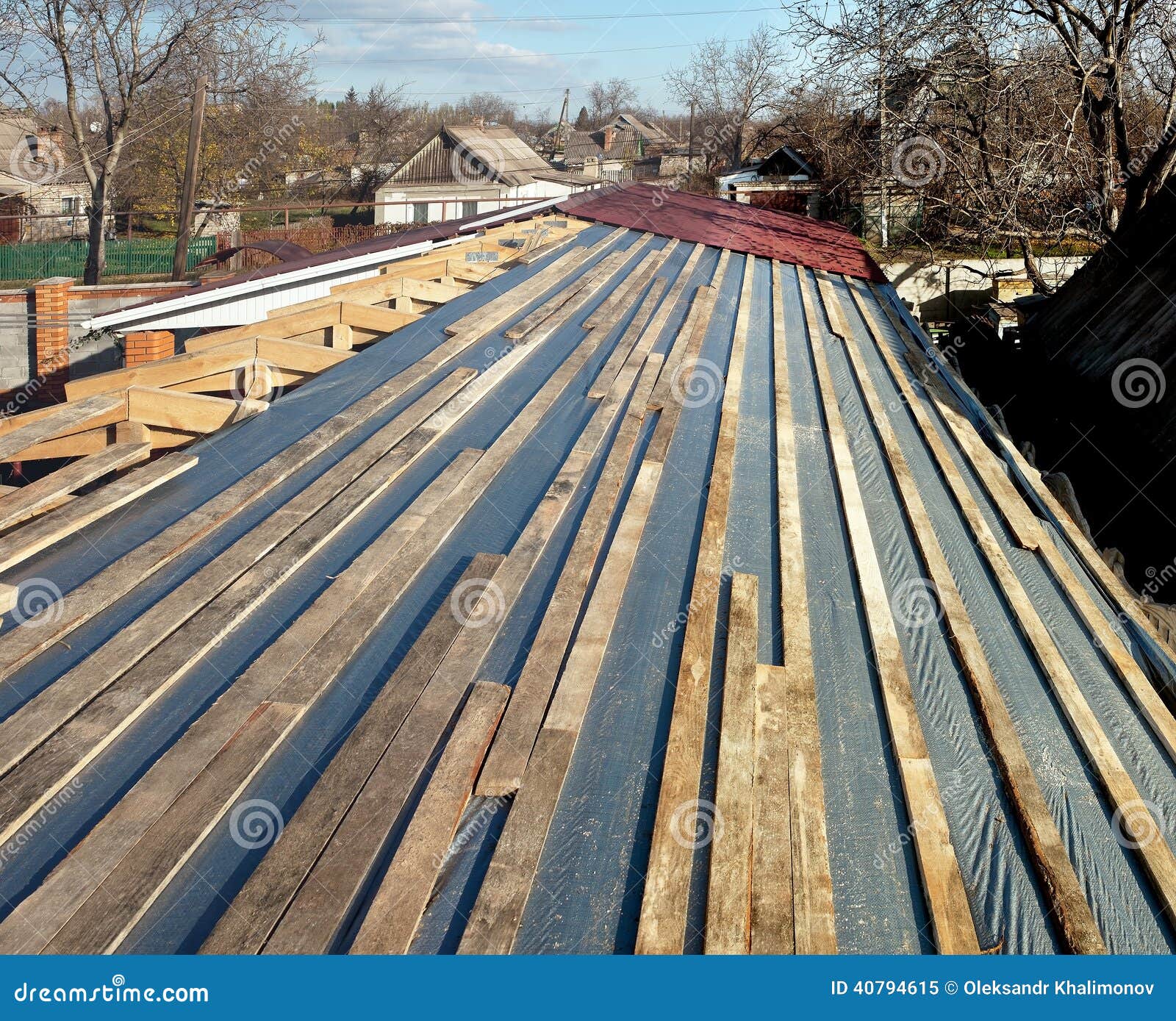 Roof battens stock image. Image of roof, wood, battens 40794615