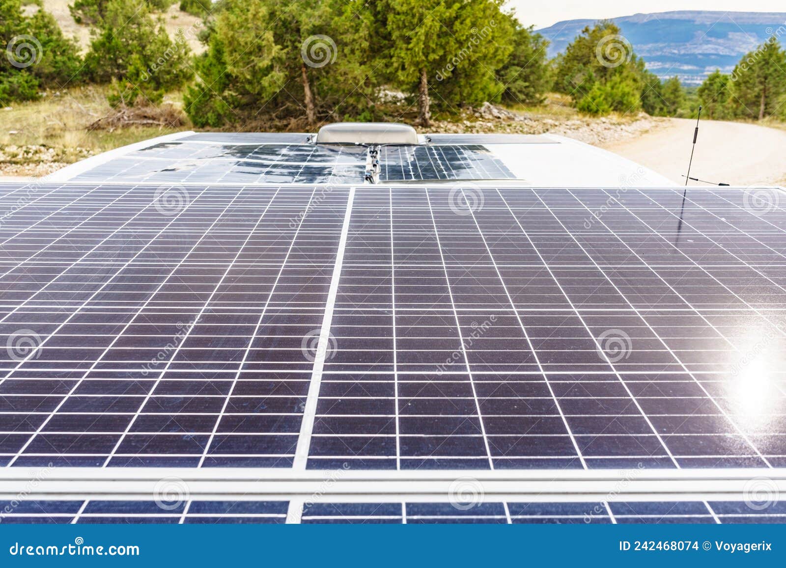 Roof of Camper Vehicle with Solar Panels Stock Photo Image of solar, camping 242468074