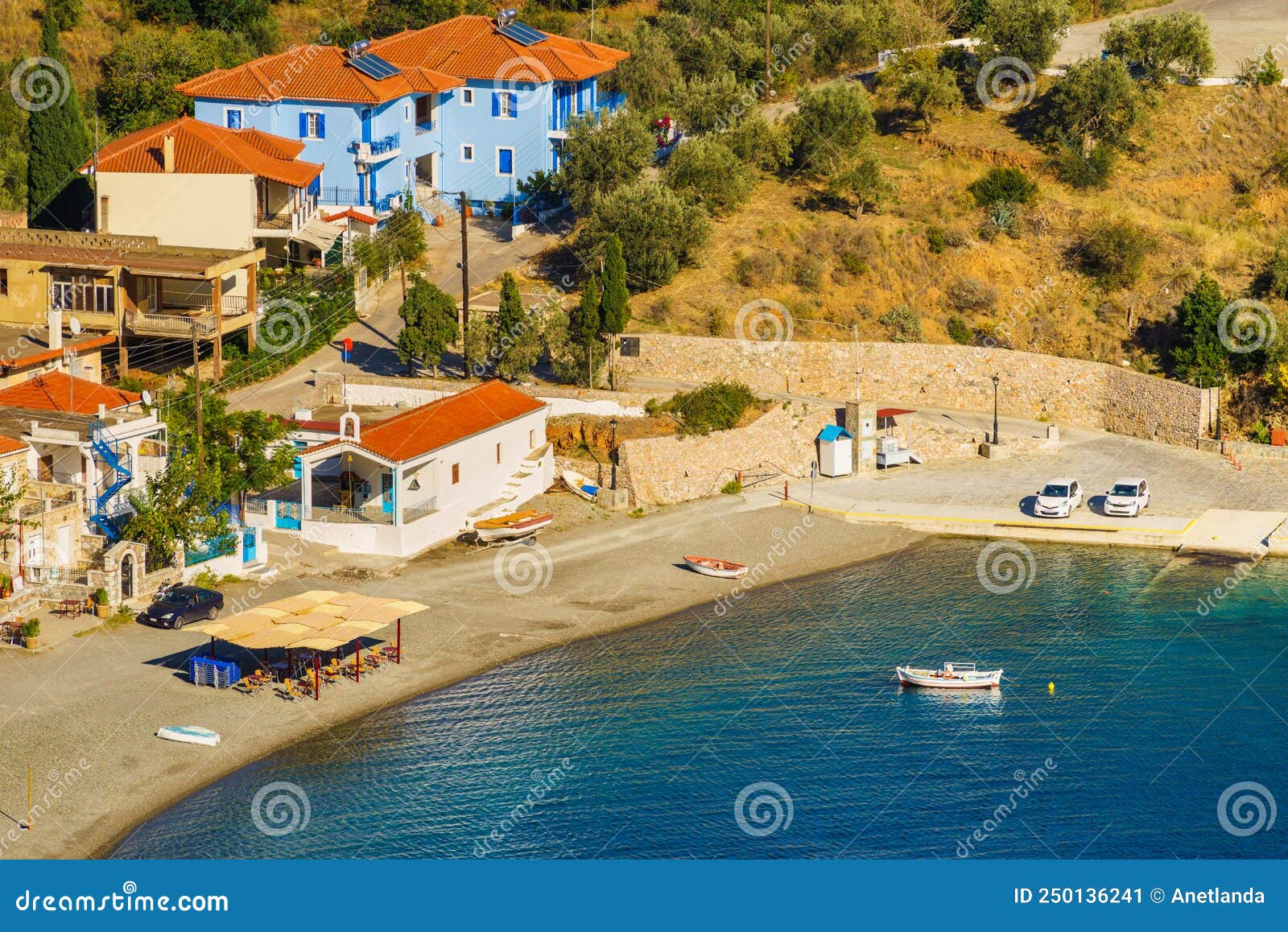 Roof of Greek House in Suburbs Stock Image - Image of marine, building ...