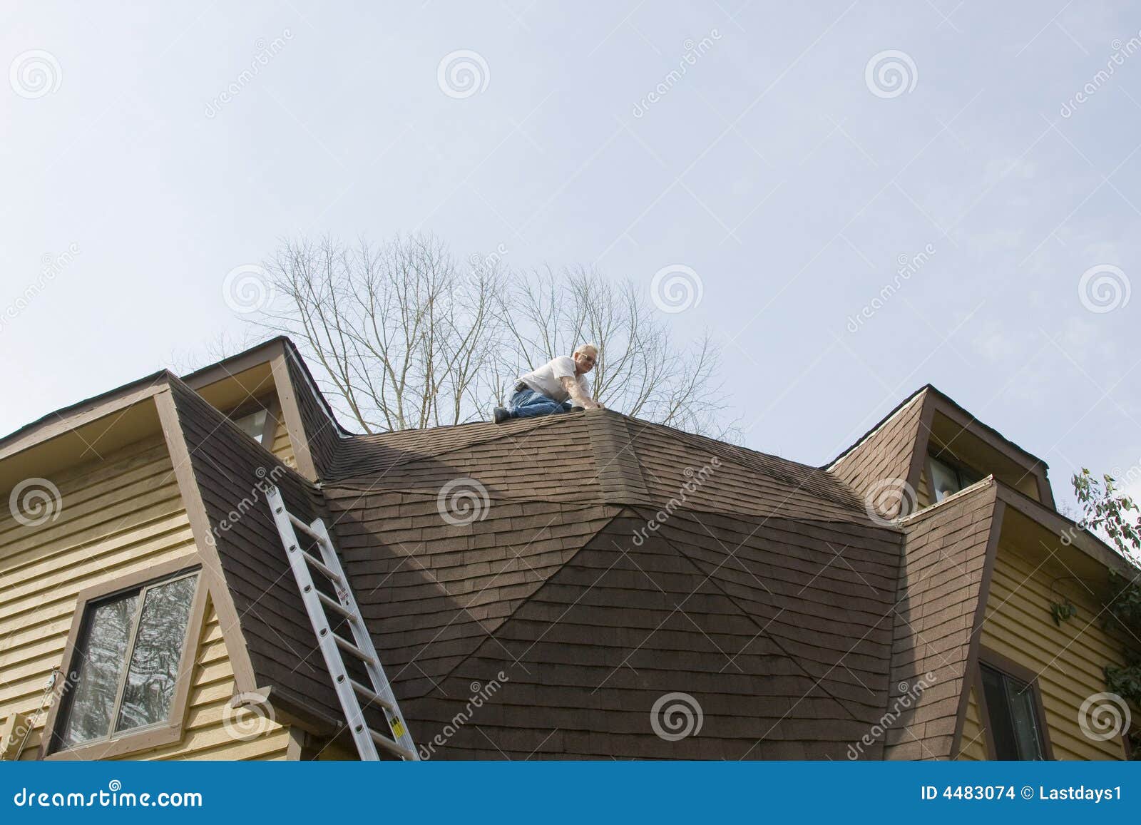 Roof inspector stock photo. Image of tree, house, siding 4483074