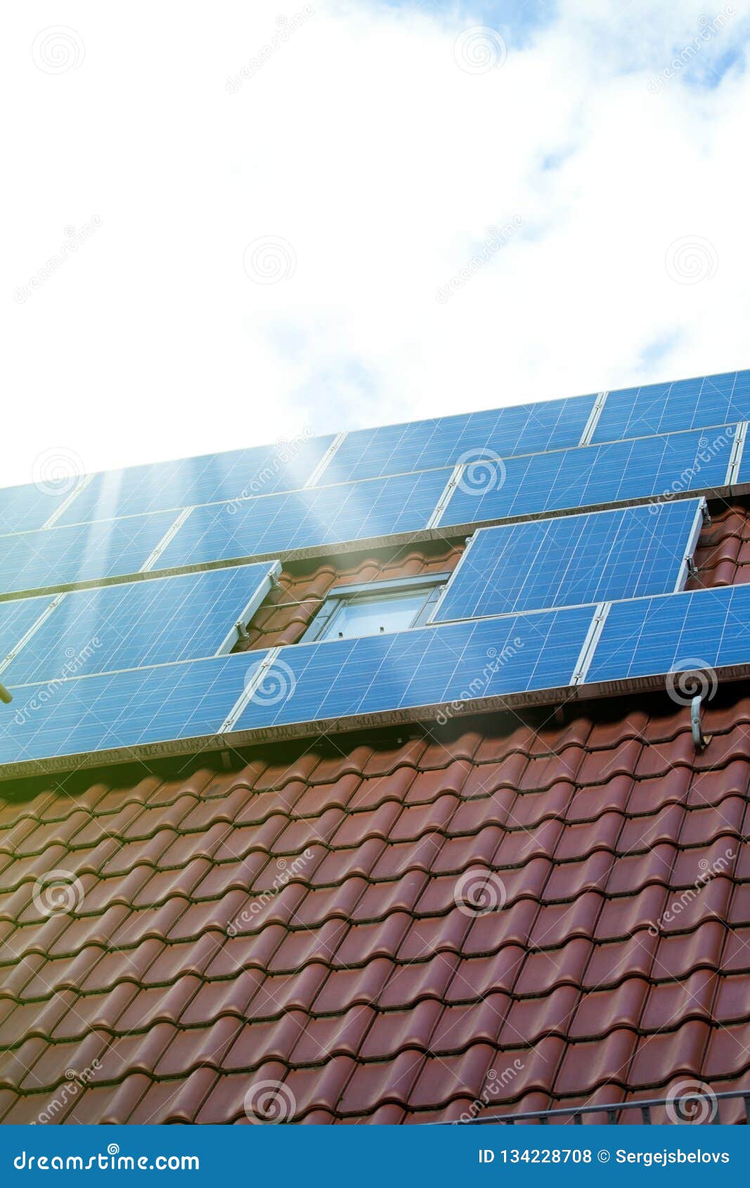 roof with solar panels energie conzept and monye safe.