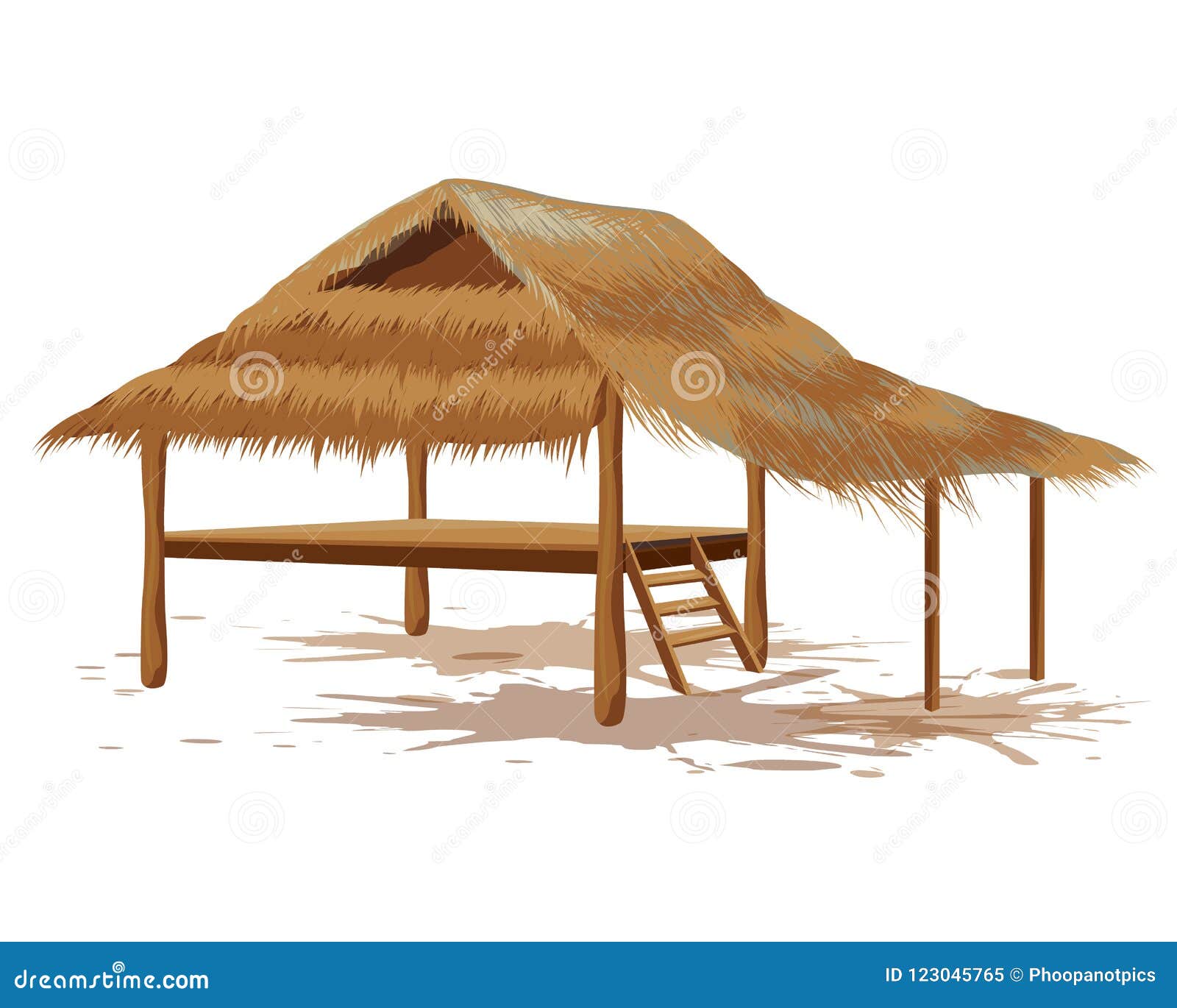 Roof straw hut stock vector. Illustration of domestic - 123045765