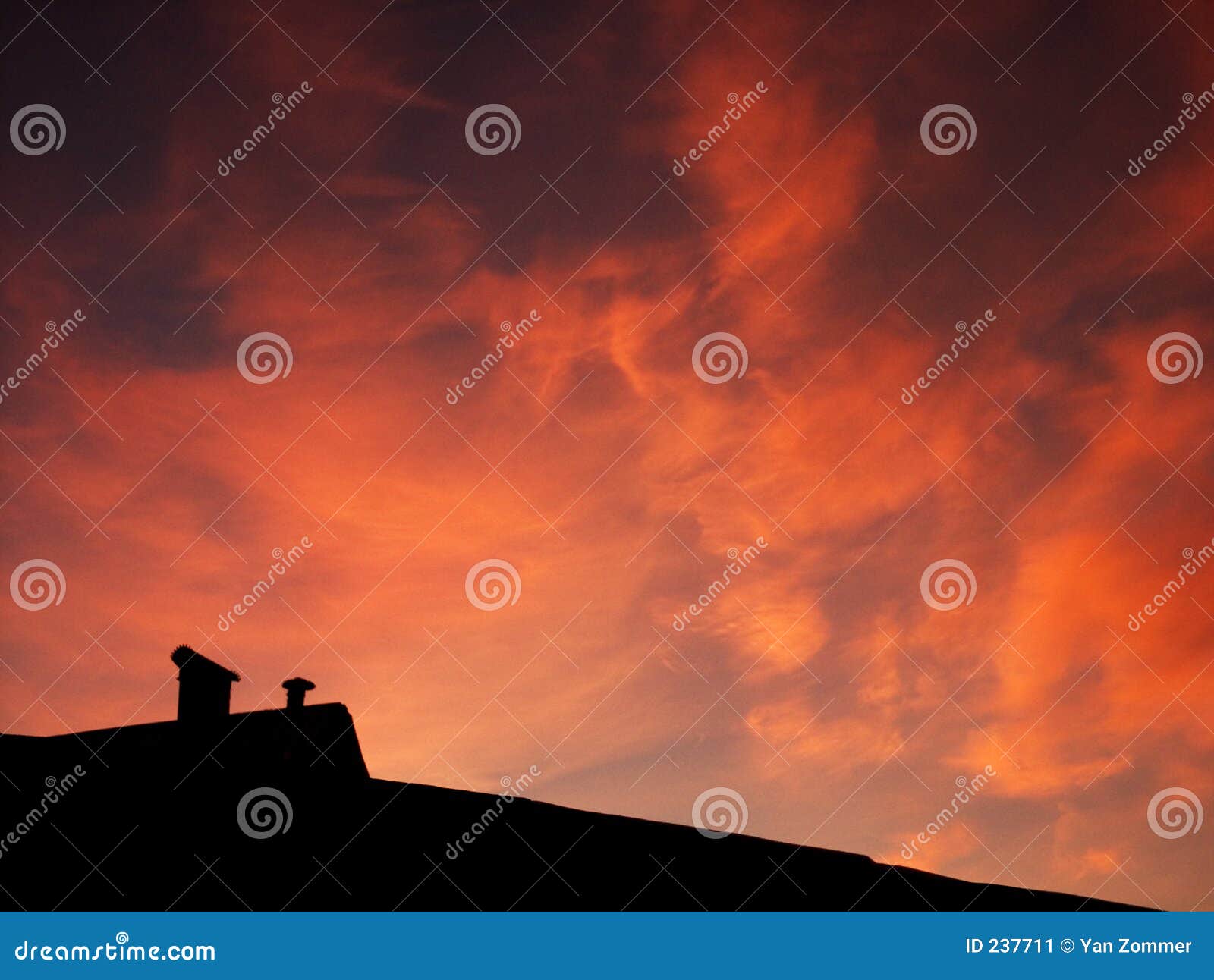 Roof and sunset stock image. Image of clouds, orange, funnel 237711