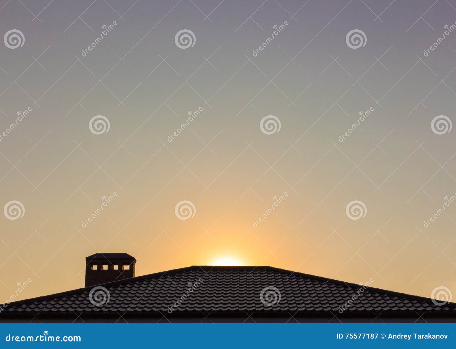 The Roof on the Sunset Background Stock Image Image of daybreak