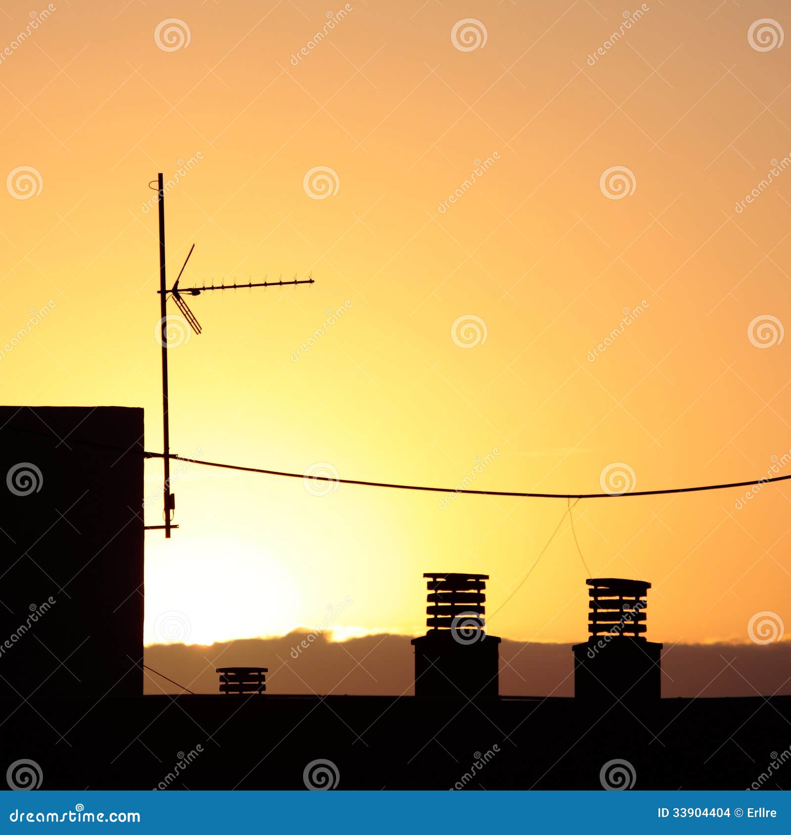 Roof in a sunset stock photo. Image of city, sunrise 33904404