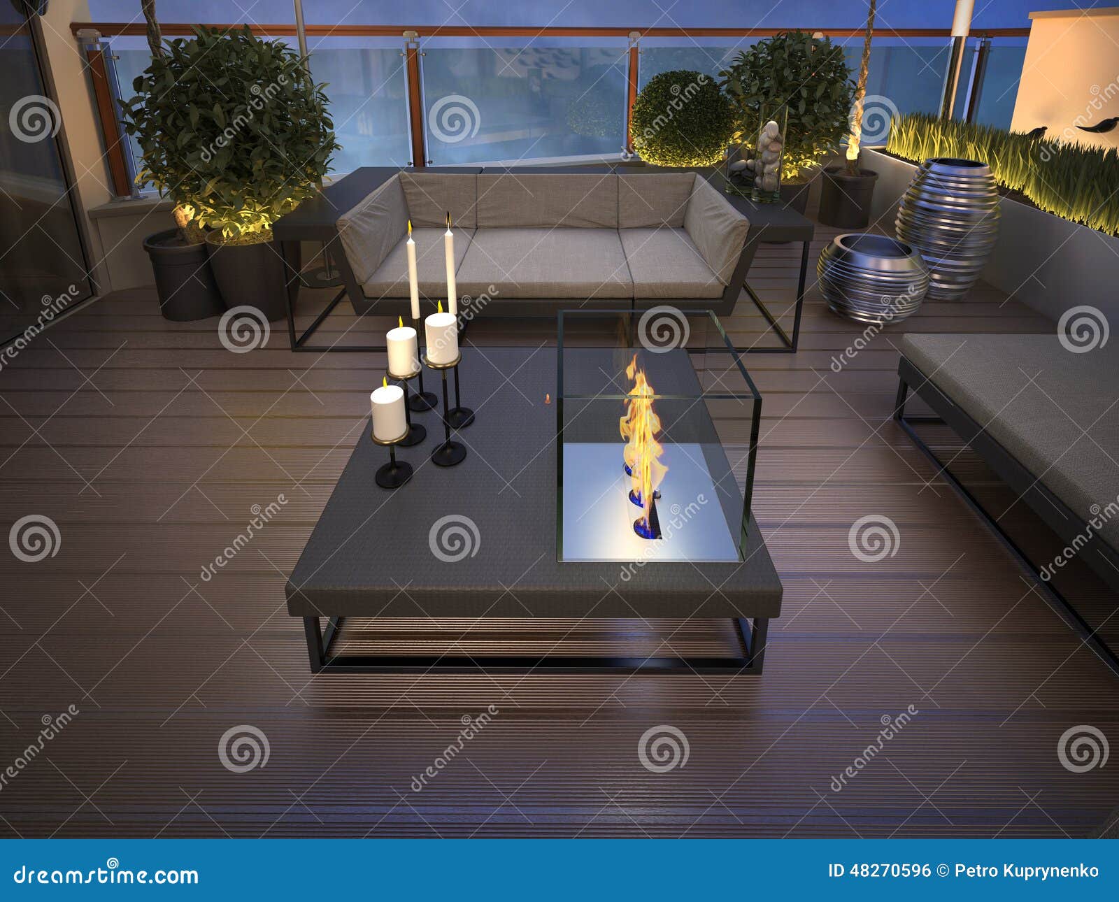 Roof - Terrace in a Modern Style Stock Illustration - Illustration of