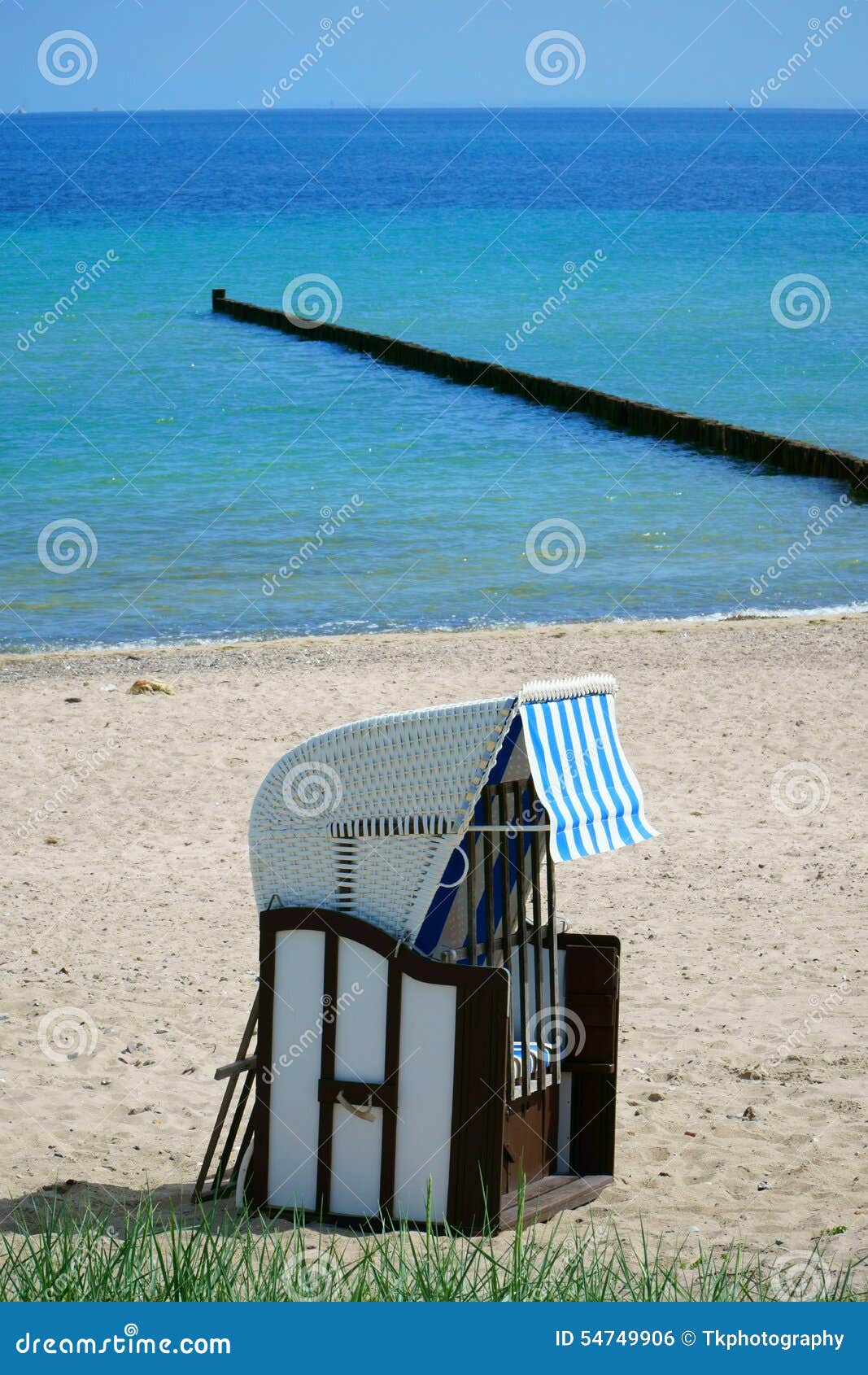 Roofed wicker beach chair stock photo. Image of chair 54749906